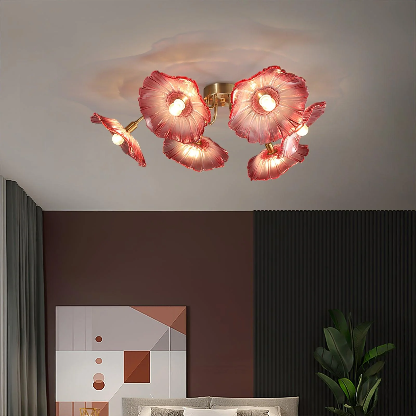 Solara Ceiling Lamp Leaf Glass with Brass Elegant - Image 12