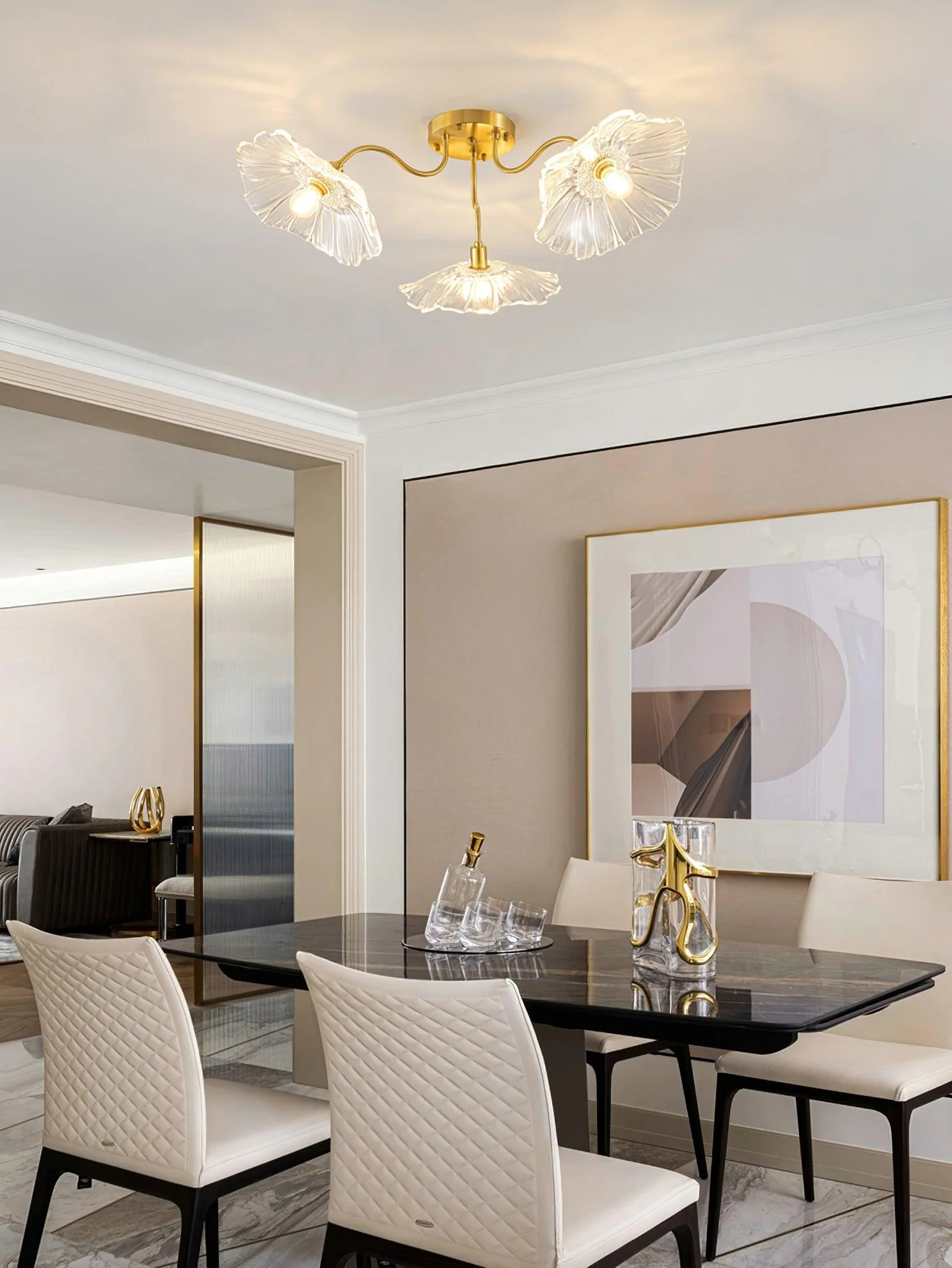 Solara Ceiling Lamp Leaf Glass with Brass Elegant - Image 13