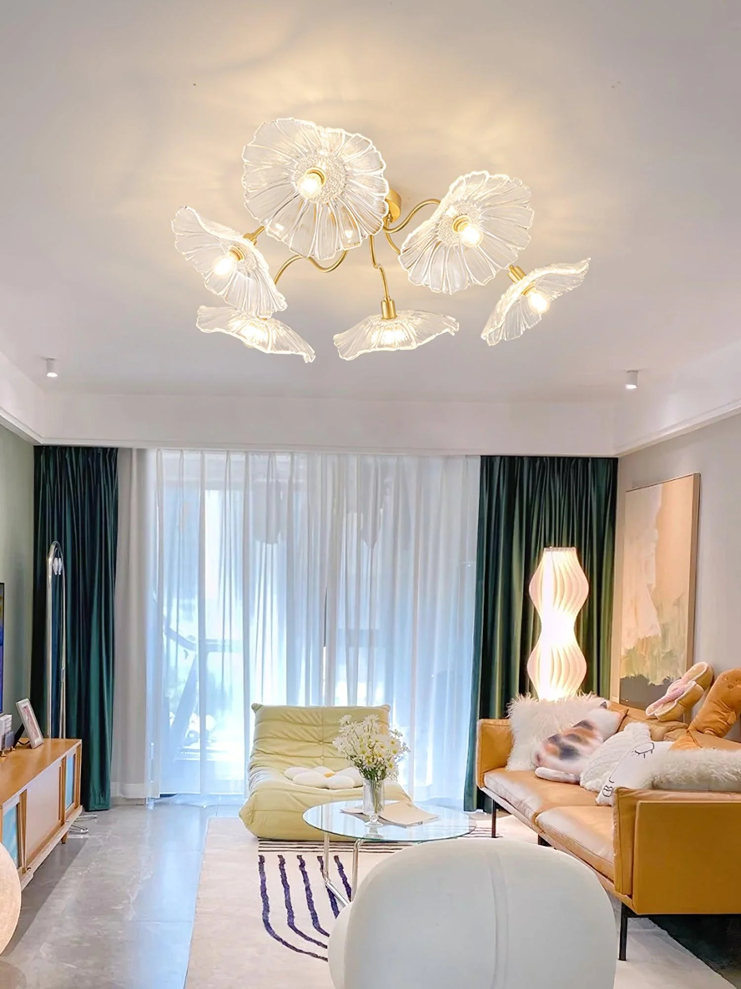 Solara Ceiling Lamp Leaf Glass with Brass Elegant - Image 27