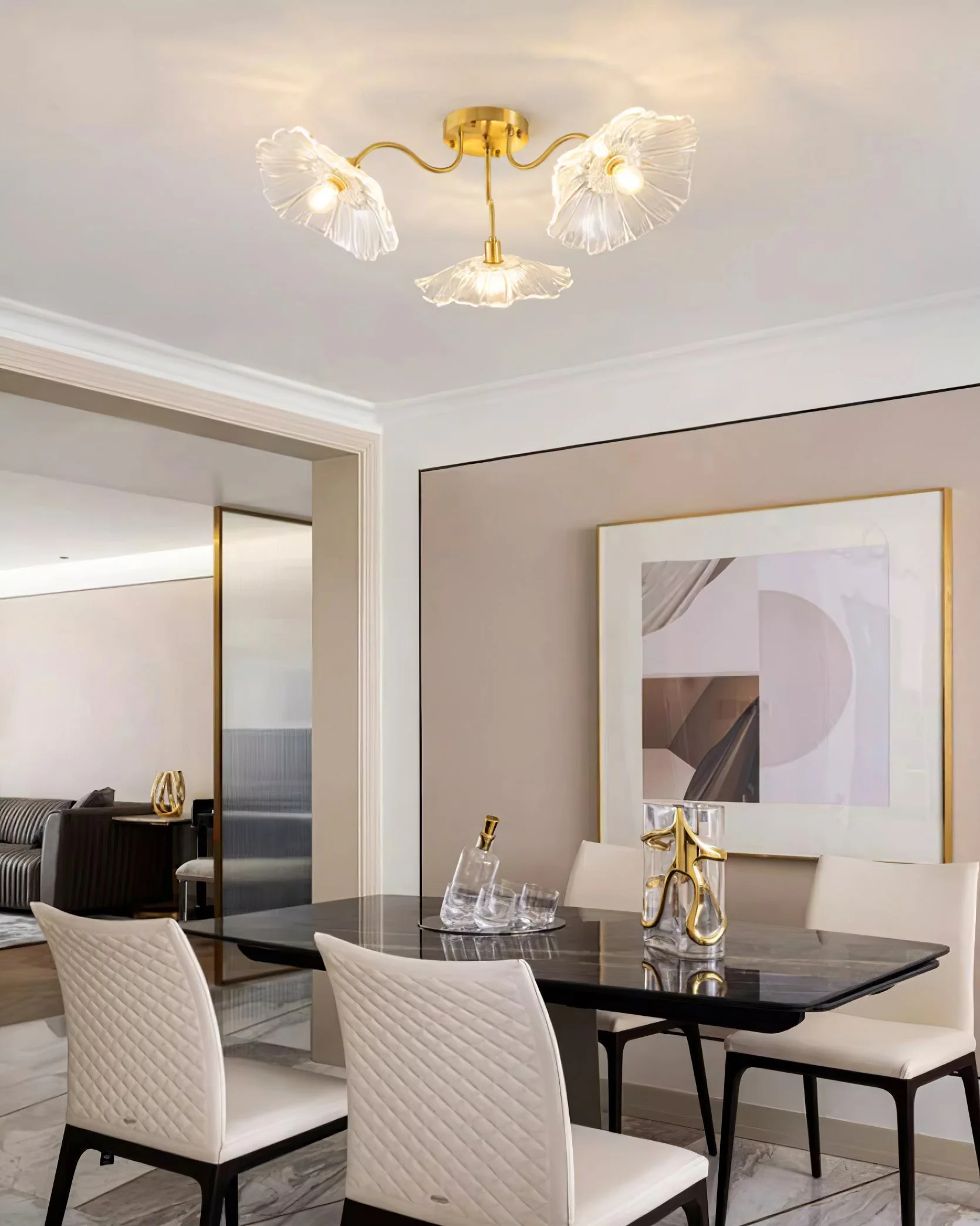 Solara Ceiling Lamp Leaf Glass with Brass Elegant - Image 50