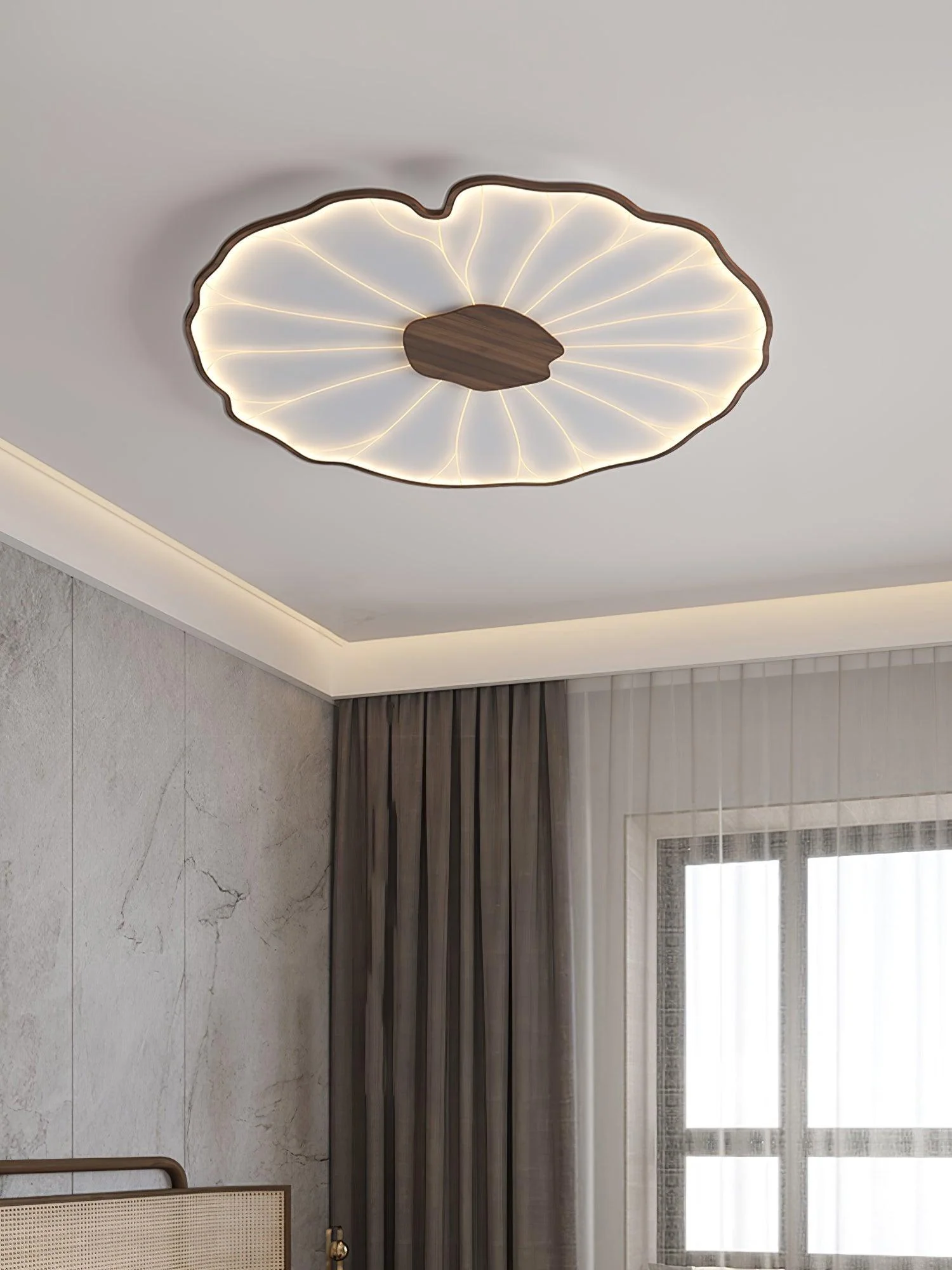Solara Ceiling Lamp Lotus Leaf with Wooden Finish - Image 12