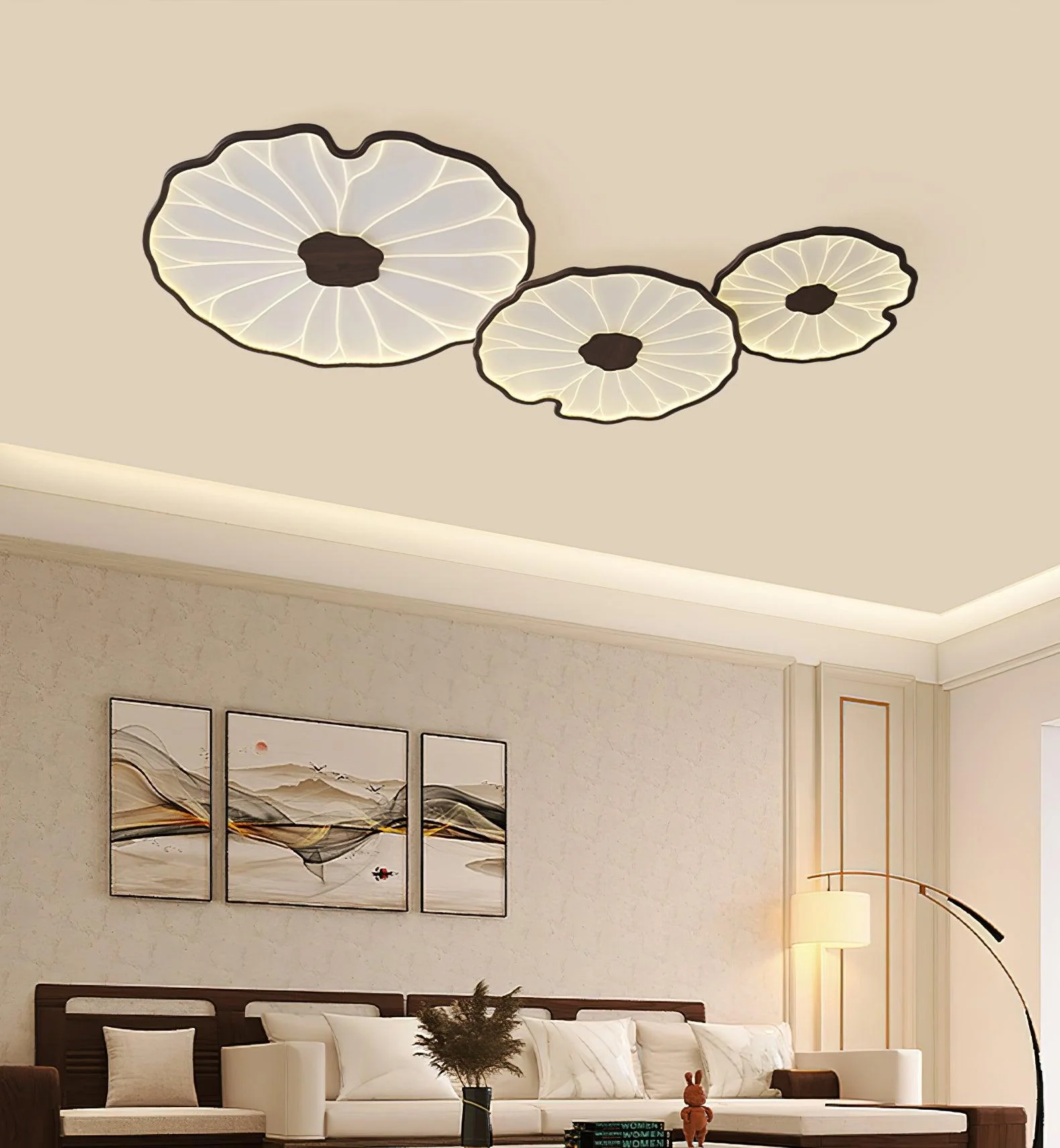 Solara Ceiling Lamp Lotus Leaf with Wooden Finish - Image 16