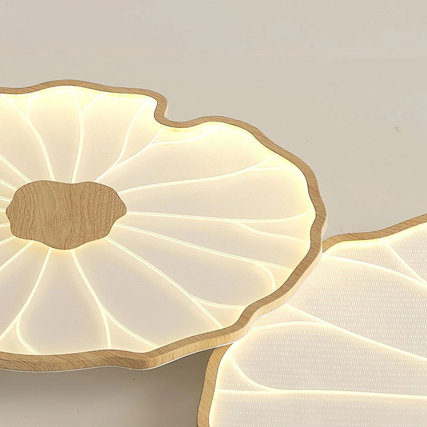 Solara Ceiling Lamp Lotus Leaf with Wooden Finish - Image 30