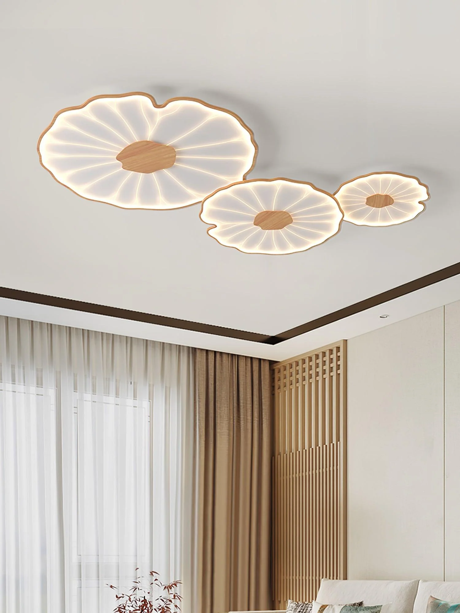 Solara Ceiling Lamp Lotus Leaf with Wooden Finish - Image 35