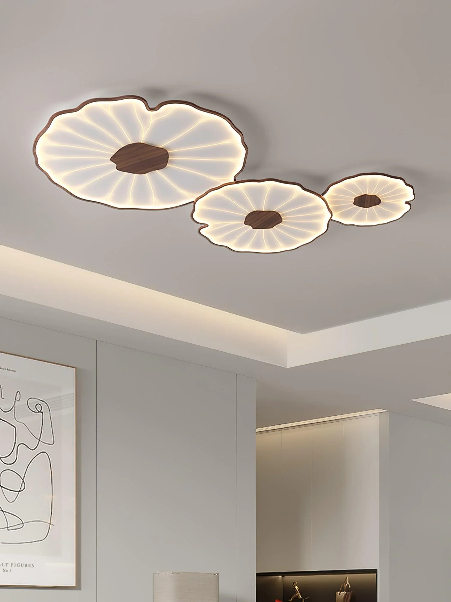Solara Ceiling Lamp Lotus Leaf with Wooden Finish - Image 38