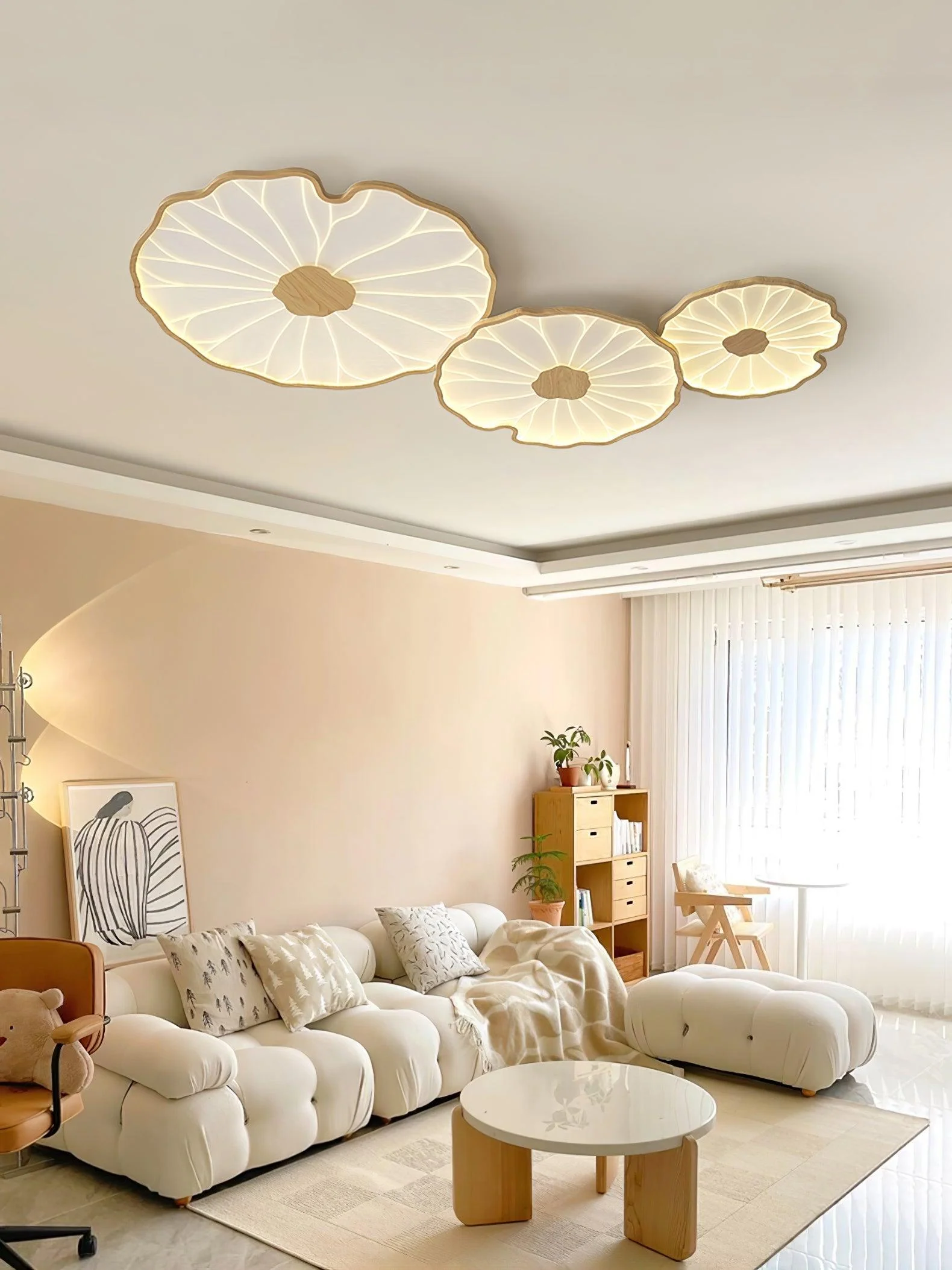 Solara Ceiling Lamp Lotus Leaf with Wooden Finish - Image 40
