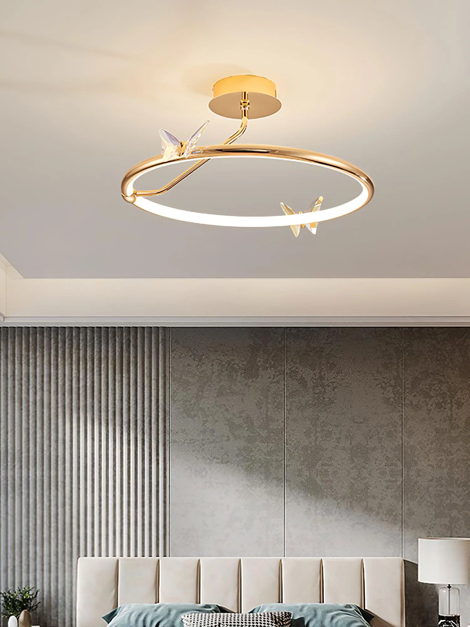 Solara Ceiling Lamp Magic Butterfly Crystal Accents LED Ring - Image 11