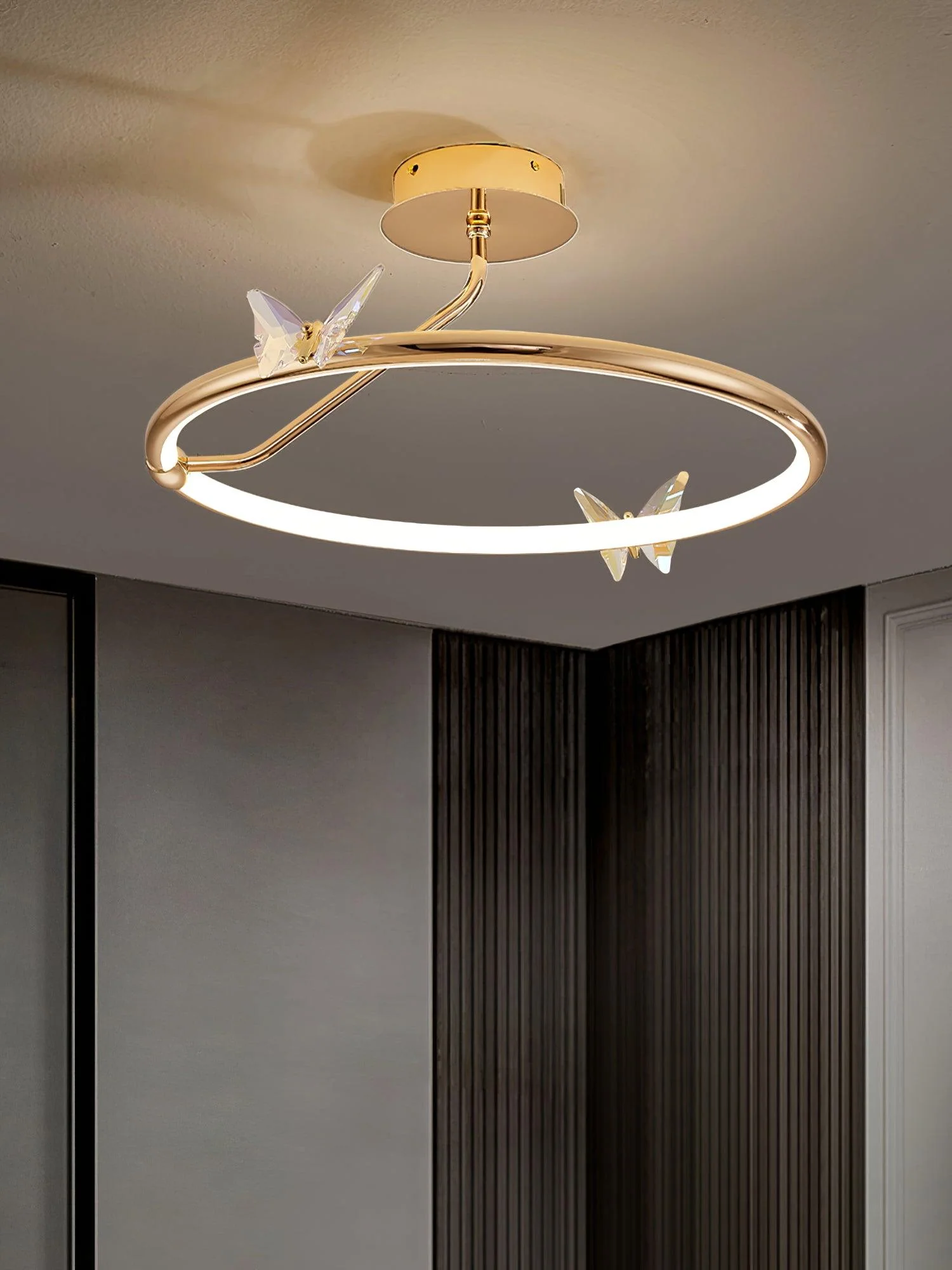 Solara Ceiling Lamp Magic Butterfly Crystal Accents LED Ring - Image 12