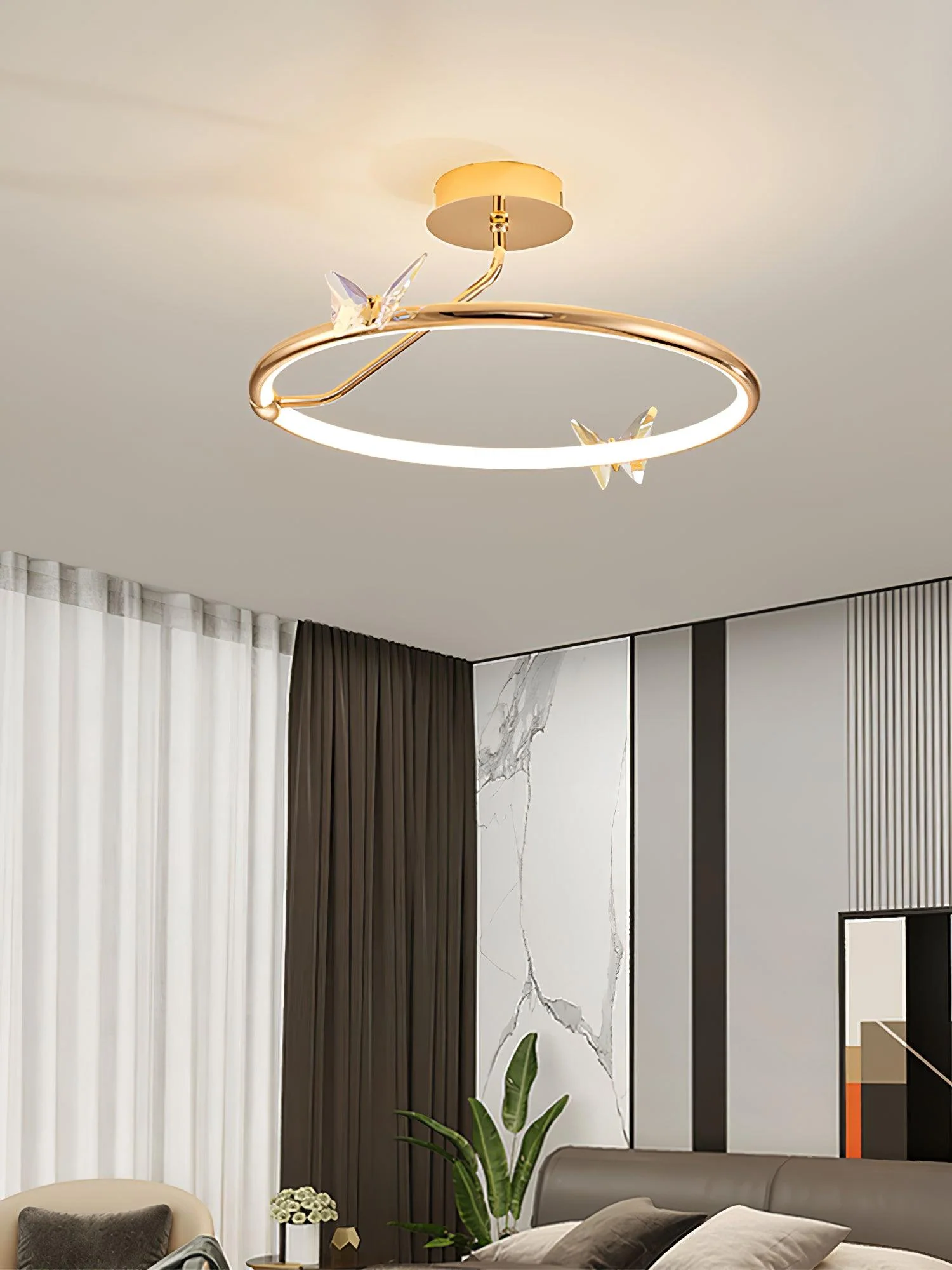 Solara Ceiling Lamp Magic Butterfly Crystal Accents LED Ring - Image 13