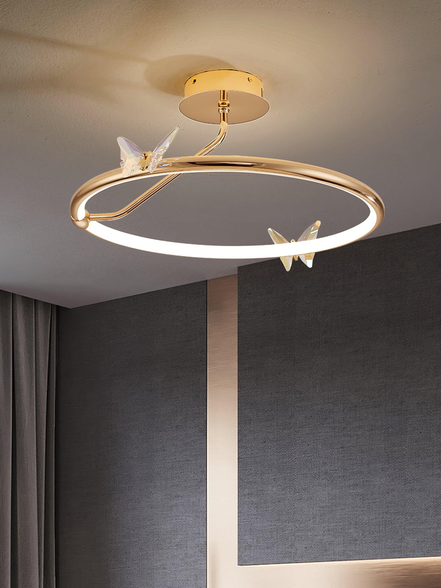 Solara Ceiling Lamp Magic Butterfly Crystal Accents LED Ring - Image 14