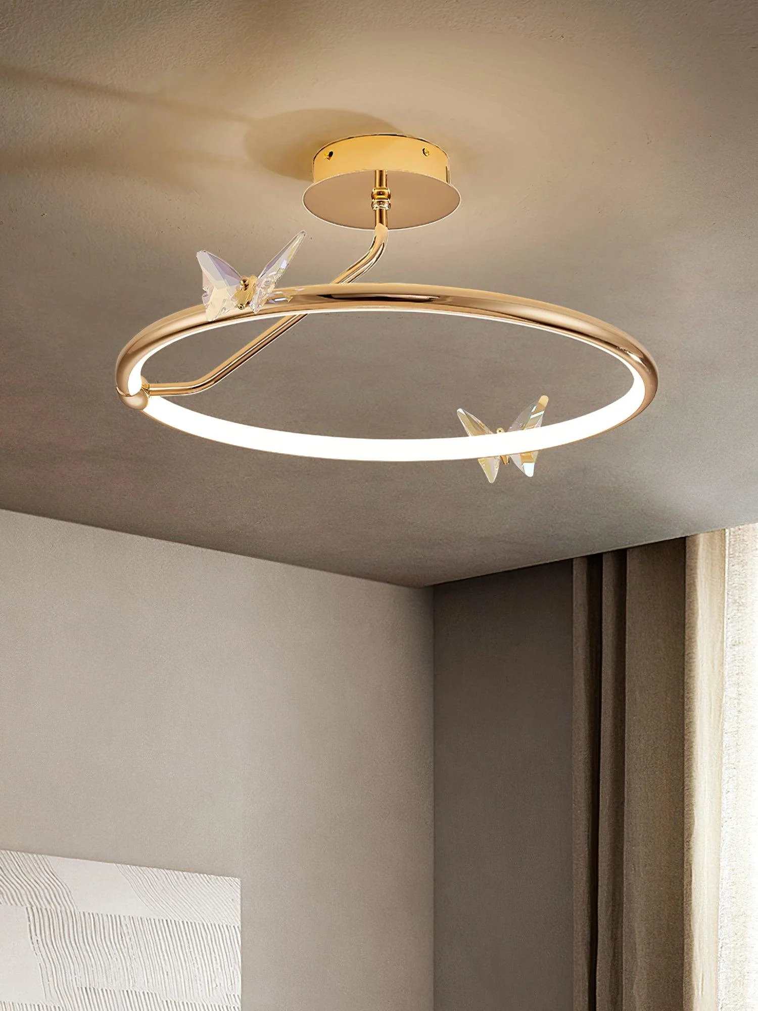 Solara Ceiling Lamp Magic Butterfly Crystal Accents LED Ring - Image 15