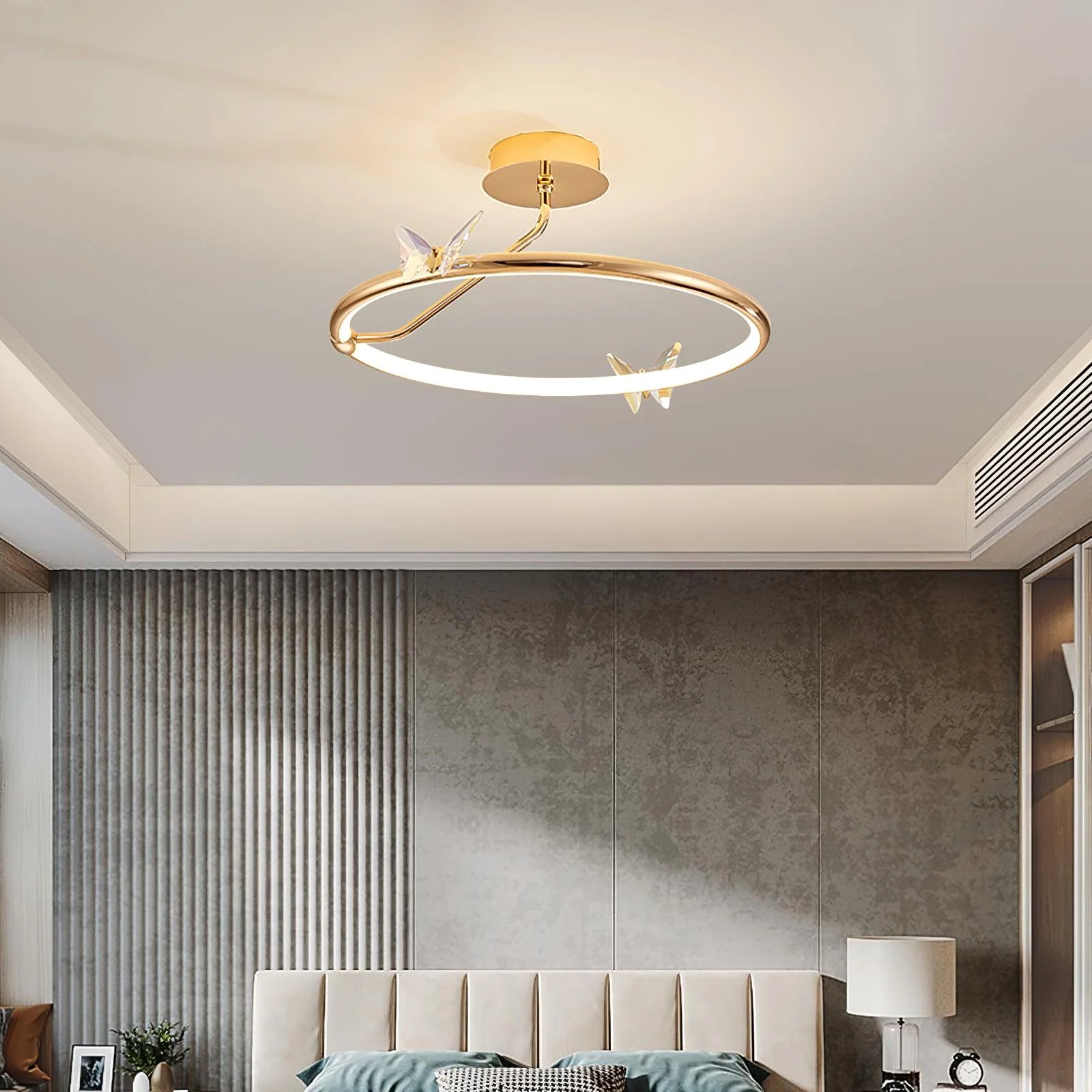 Solara Ceiling Lamp Magic Butterfly Crystal Accents LED Ring - Image 4