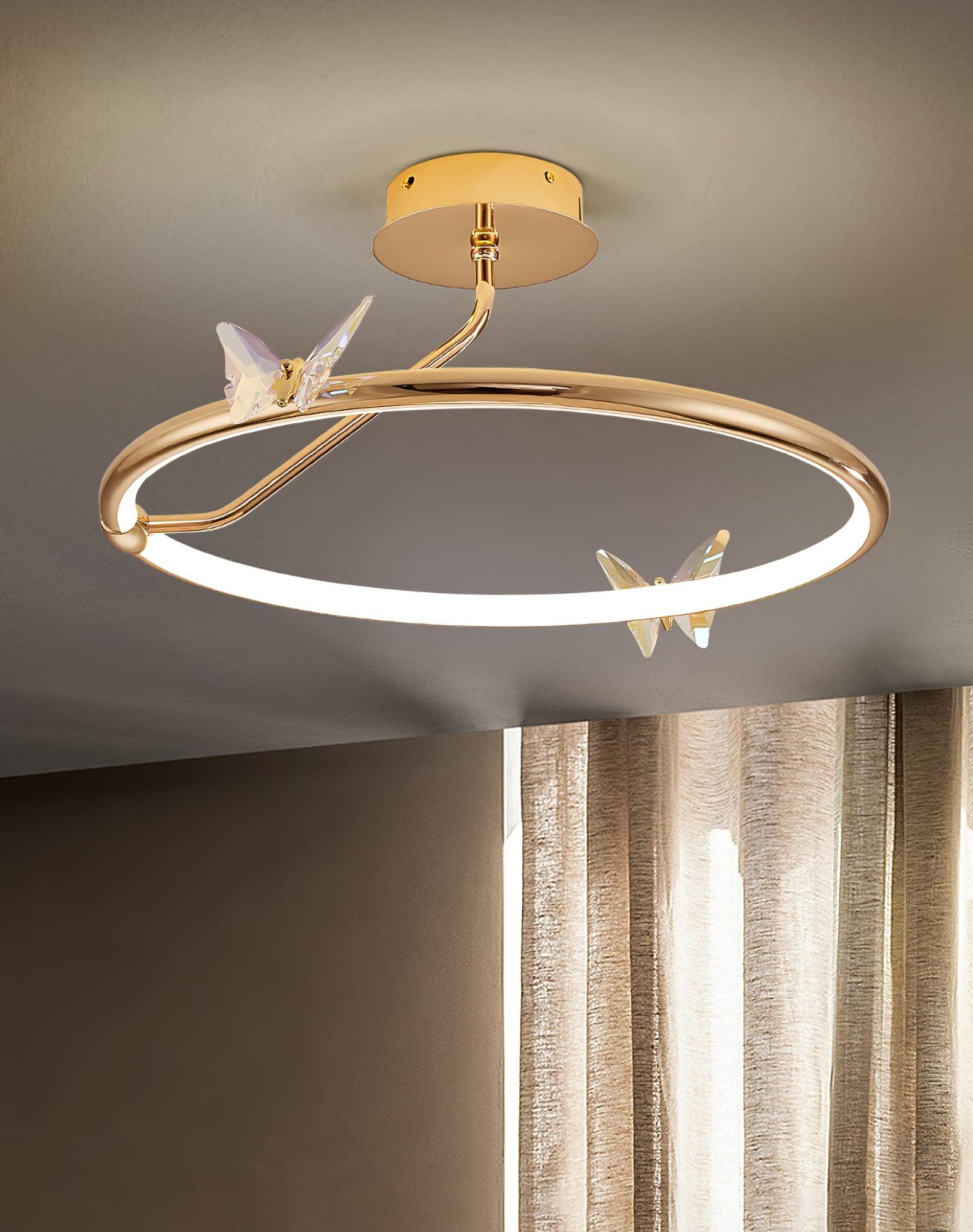 Solara Ceiling Lamp Magic Butterfly Crystal Accents LED Ring - Image 7