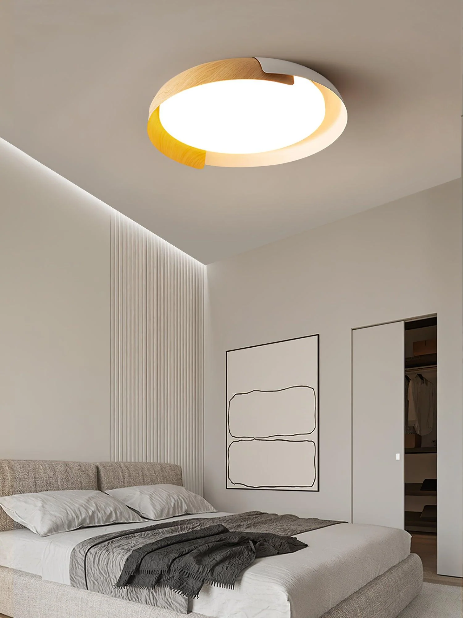 Solara Ceiling Lamp Round Wood Soft Minimalist - Image 10