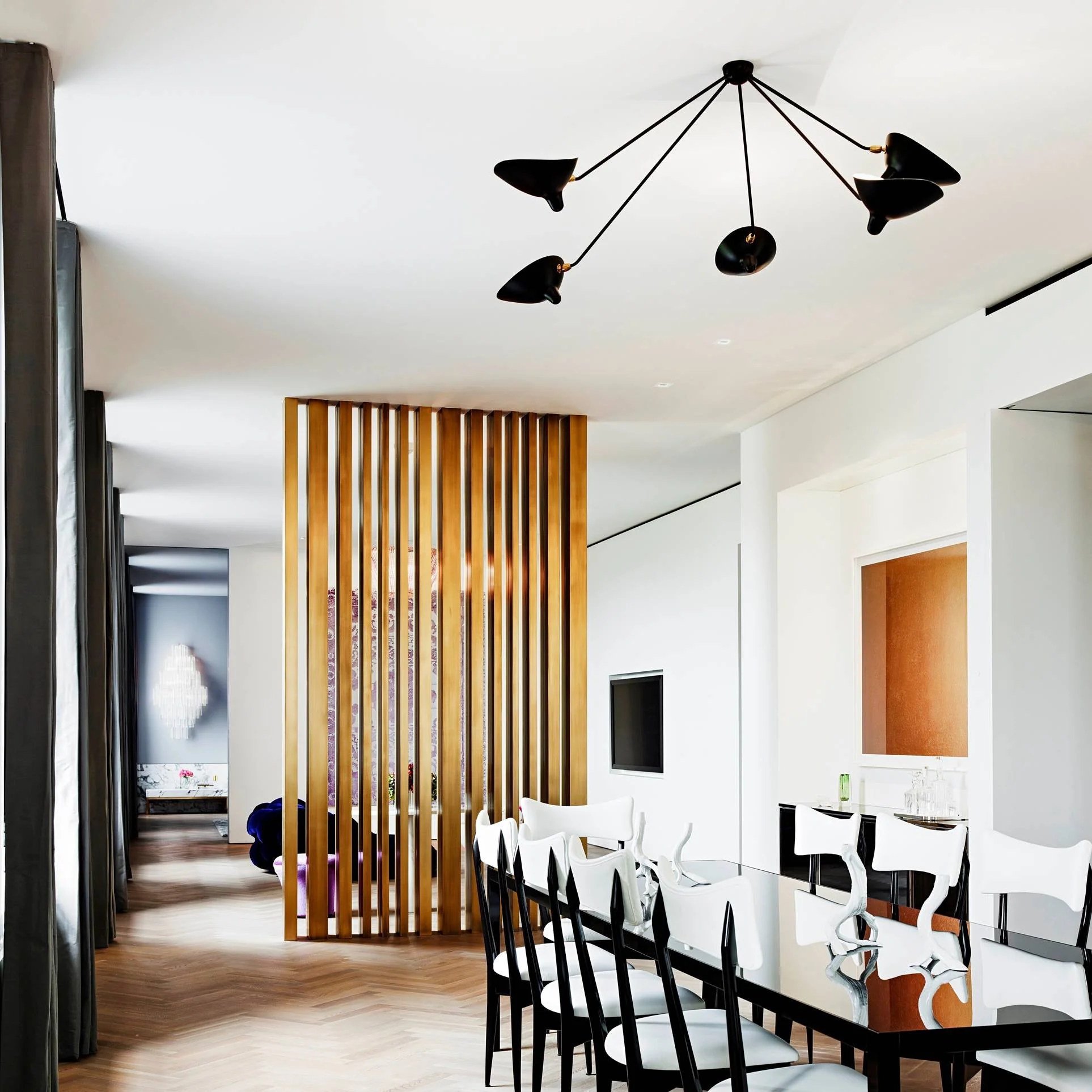 Solara Ceiling Lamp Three Arm Black Sculptural - Image 4