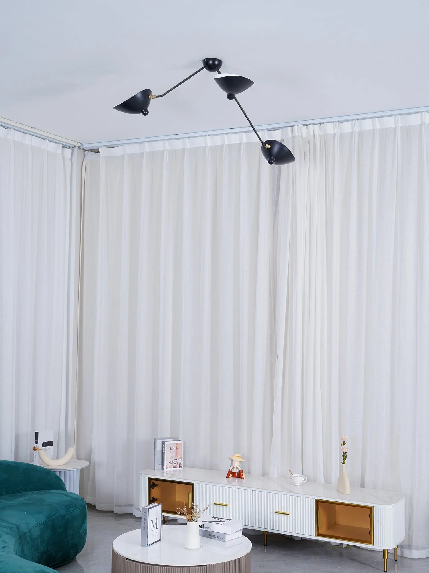 Solara Ceiling Lamp Three Arm Black Sculptural - Image 55