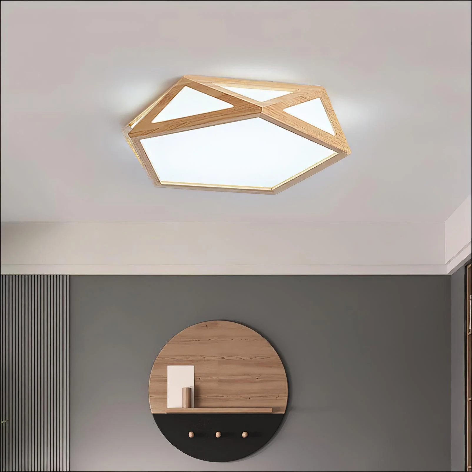 Solara Ceiling Lamp Wooden Diamond Geometric Modern - Image 16