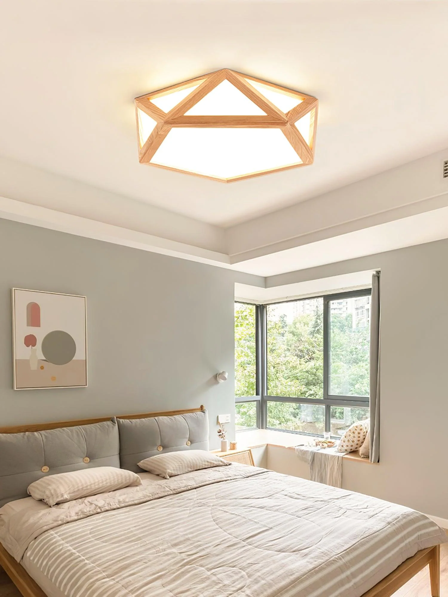 Solara Ceiling Lamp Wooden Diamond Geometric Modern - Image 18
