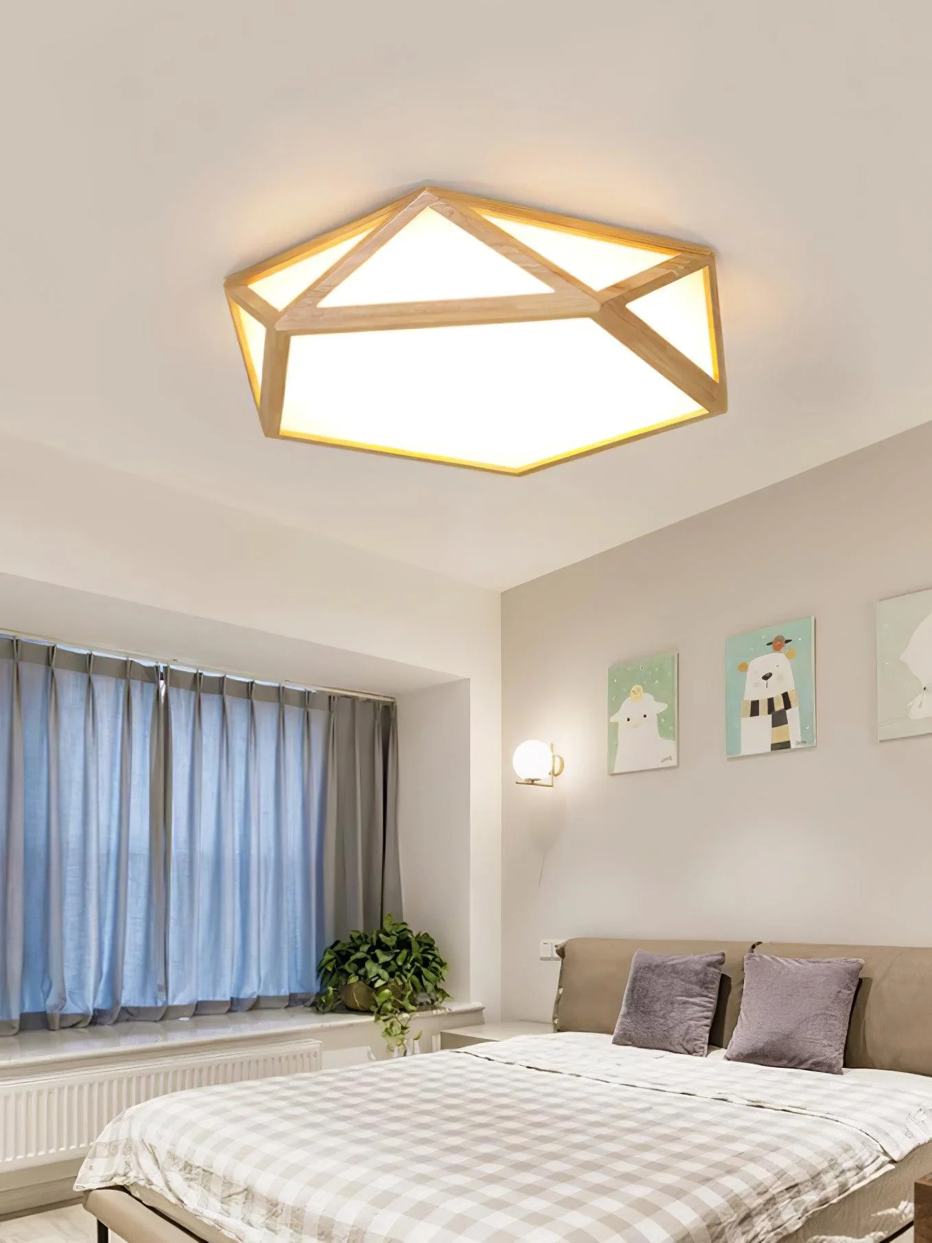 Solara Ceiling Lamp Wooden Diamond Geometric Modern - Image 23