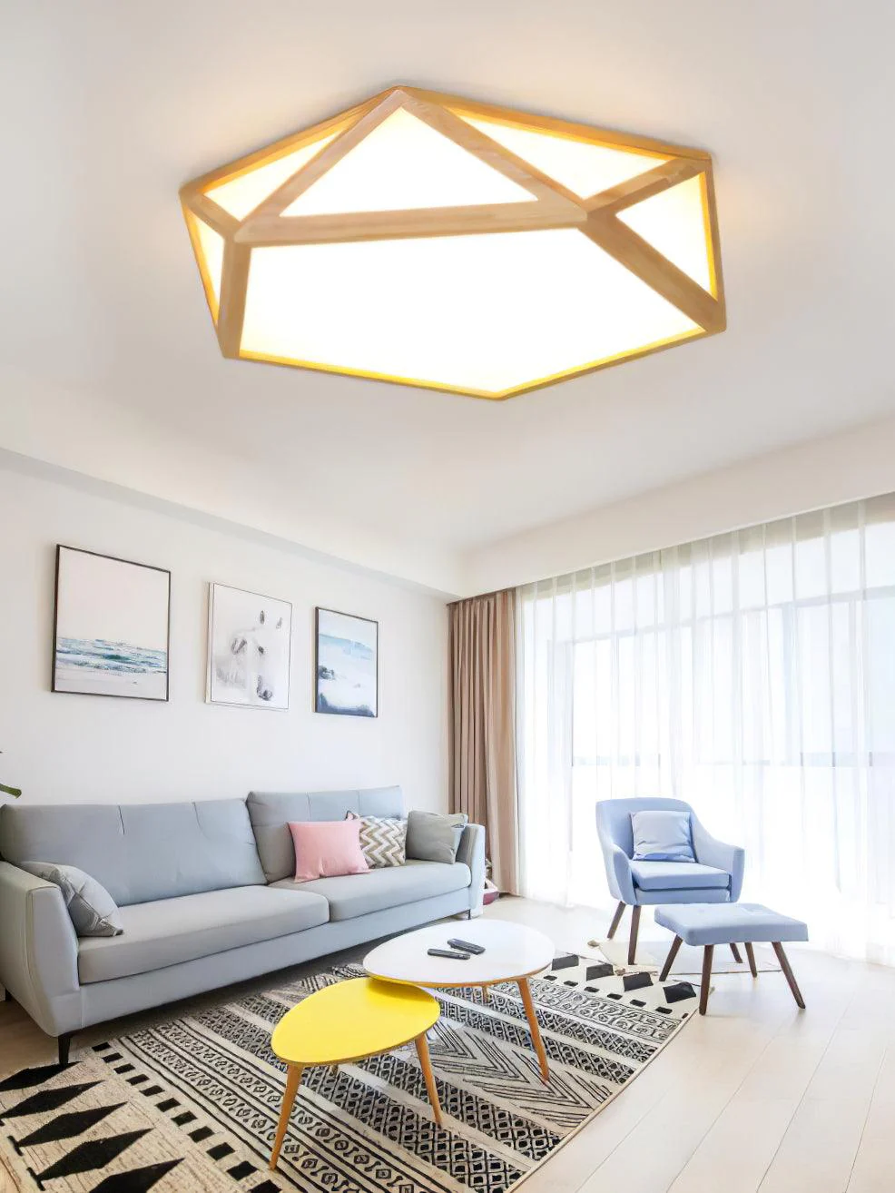 Solara Ceiling Lamp Wooden Diamond Geometric Modern - Image 25