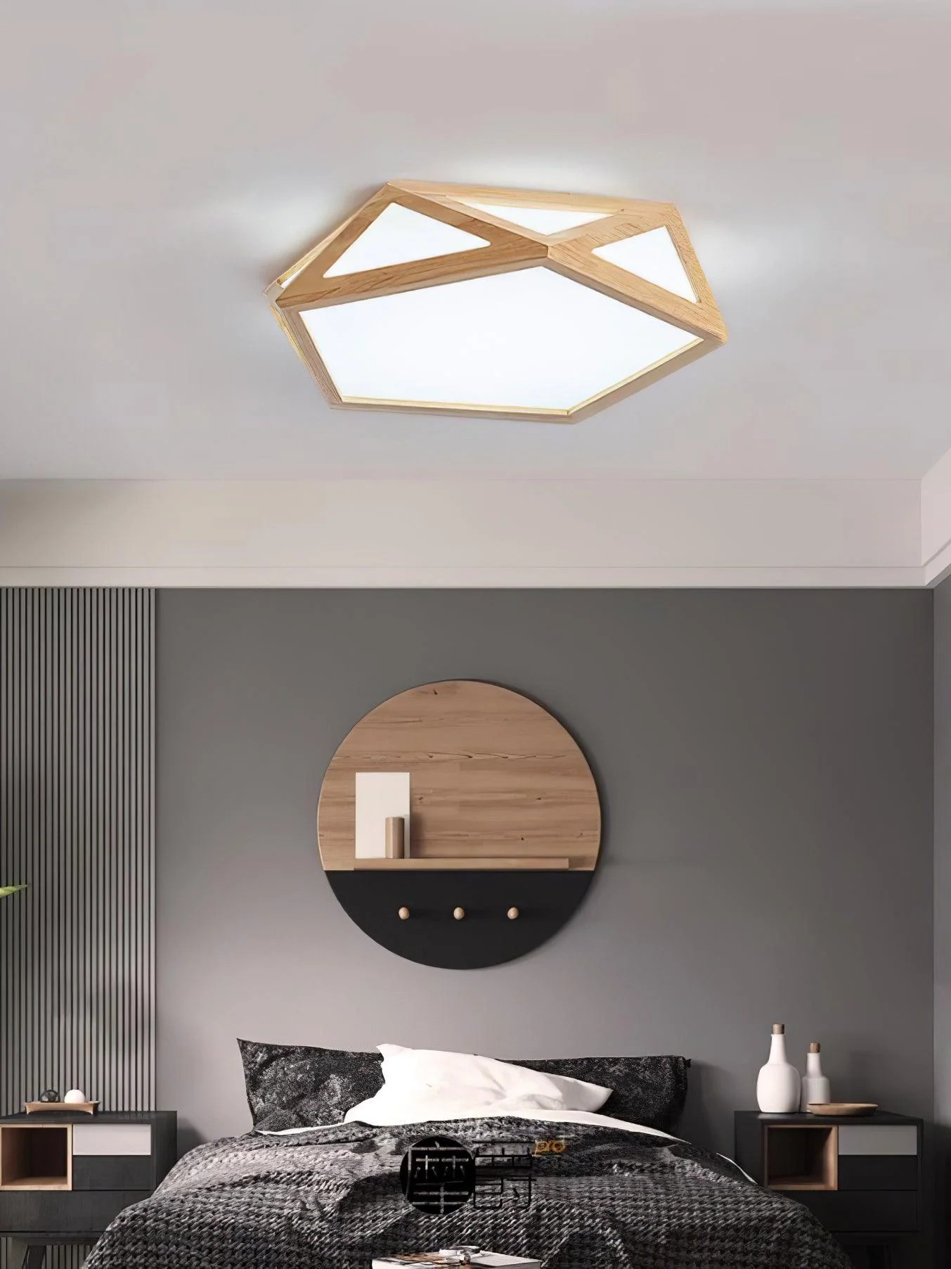 Solara Ceiling Lamp Wooden Diamond Geometric Modern - Image 3