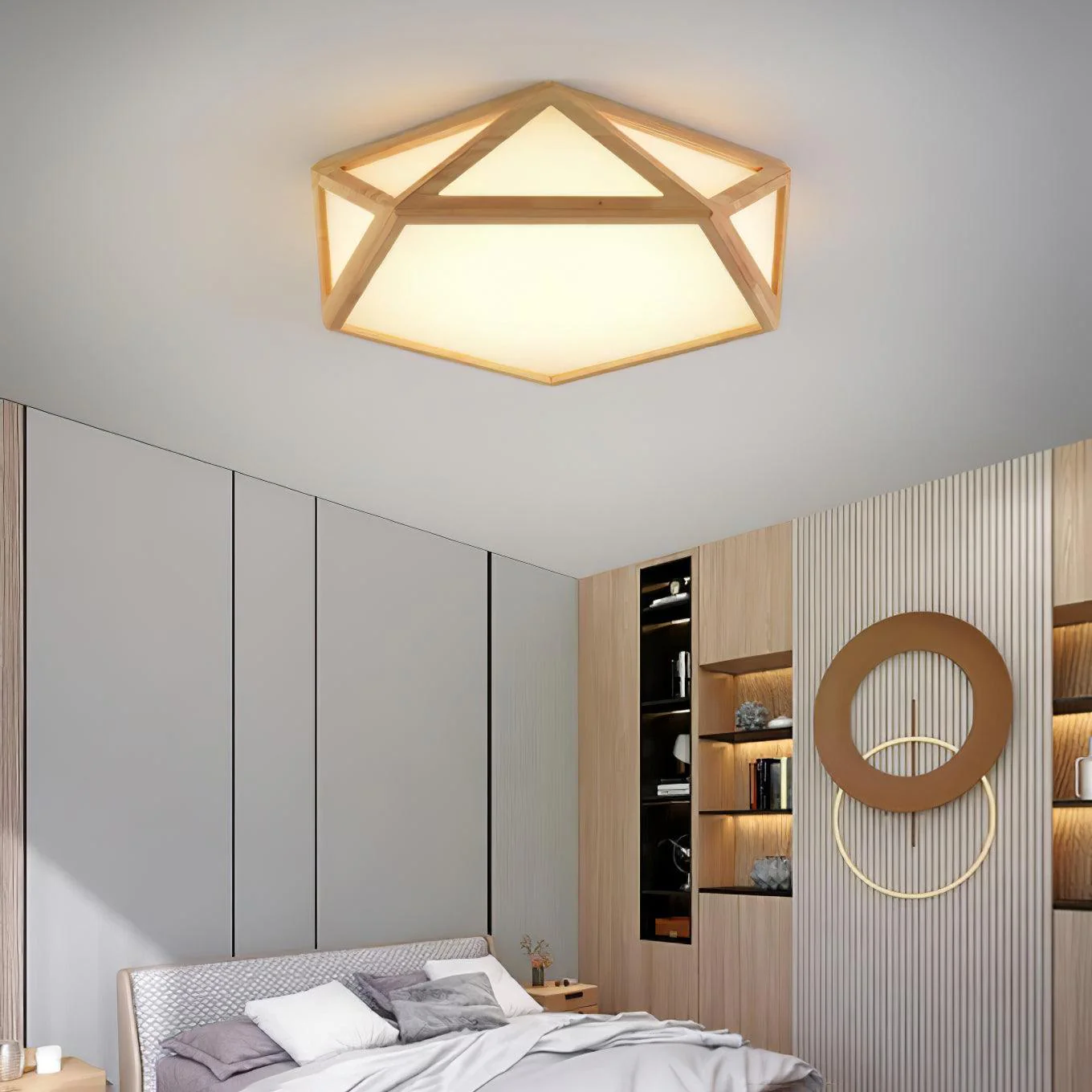 Solara Ceiling Lamp Wooden Diamond Geometric Modern - Image 4