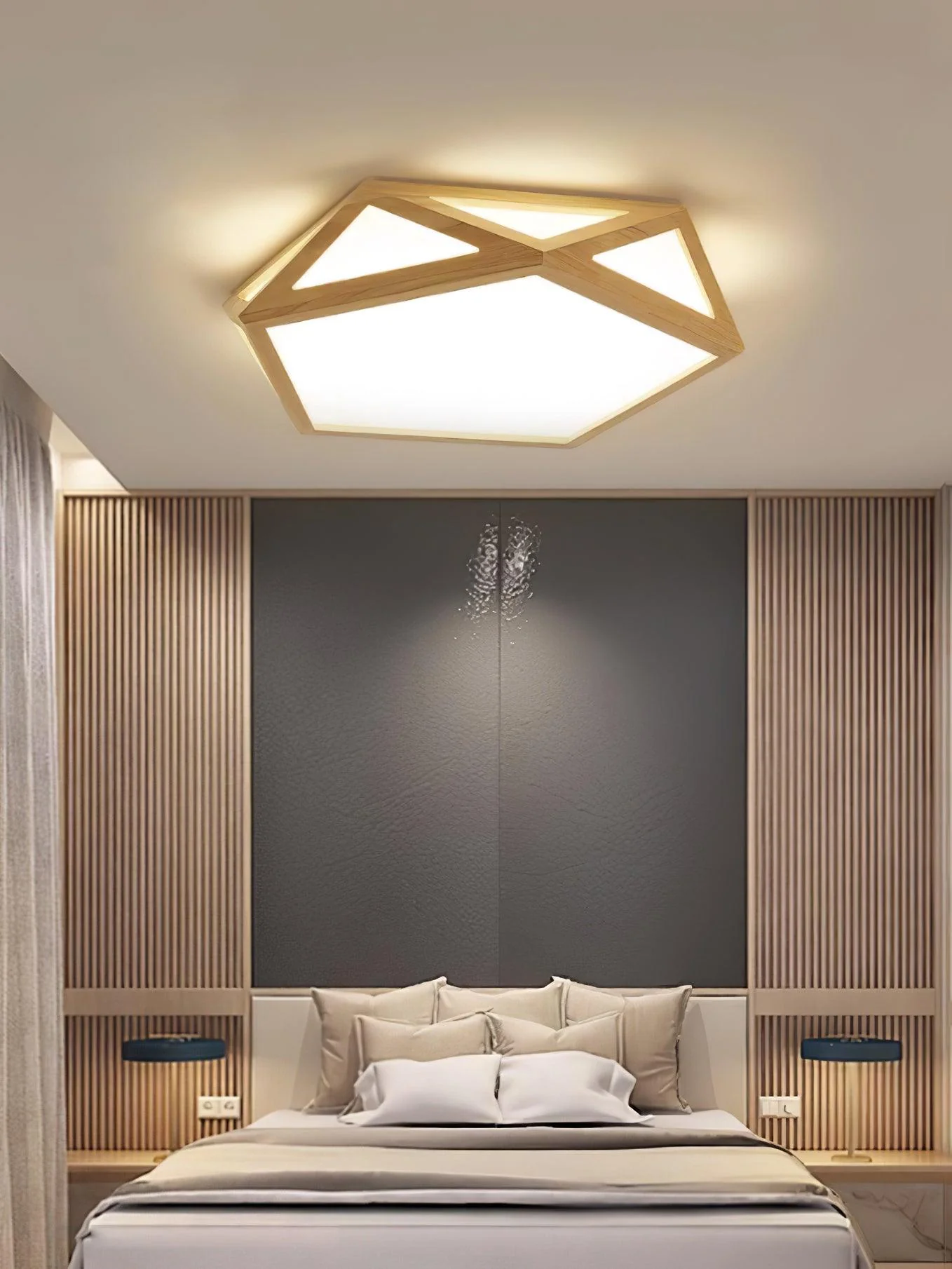 Solara Ceiling Lamp Wooden Diamond Geometric Modern - Image 5