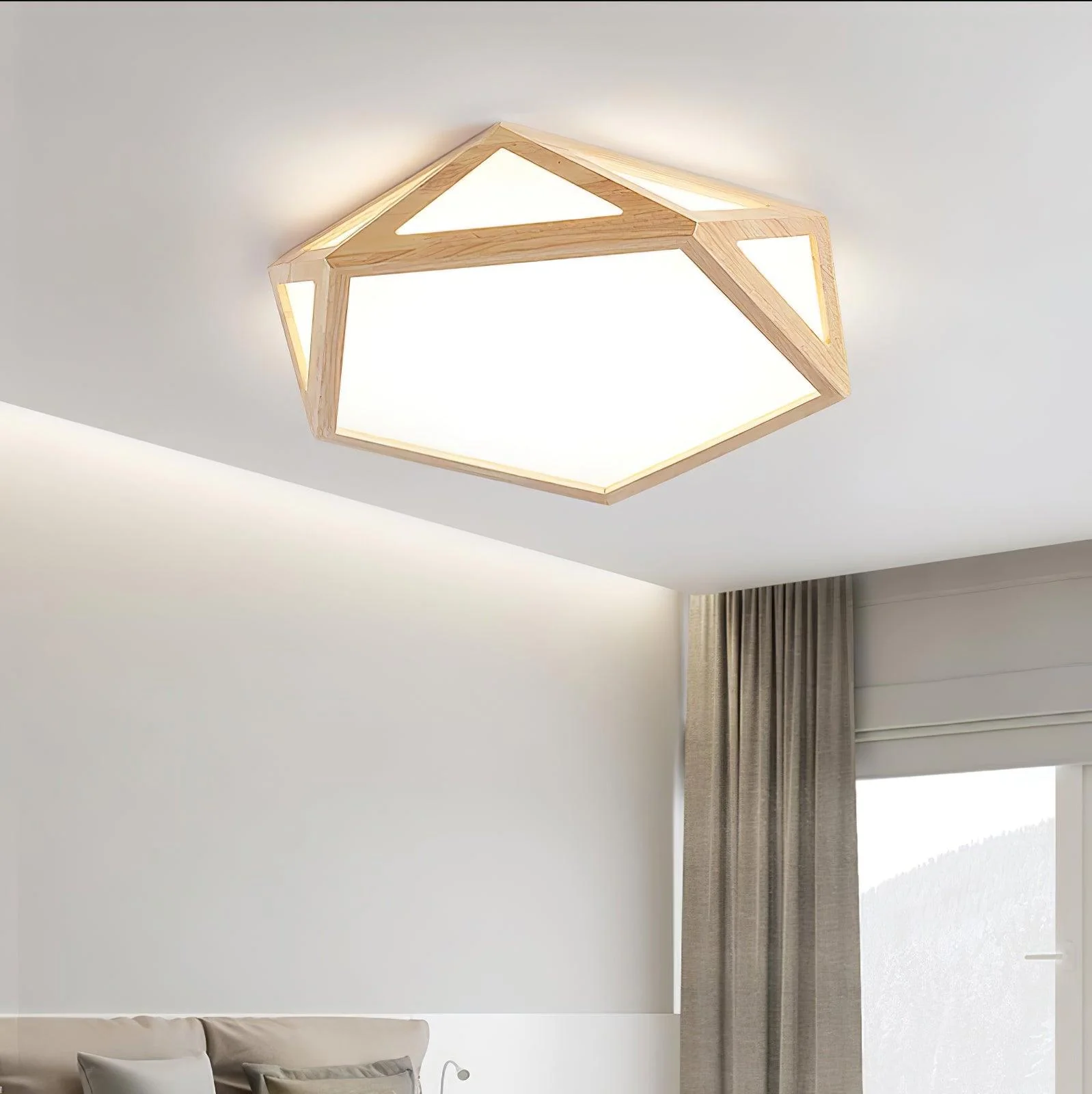 Solara Ceiling Lamp Wooden Diamond Geometric Modern - Image 6