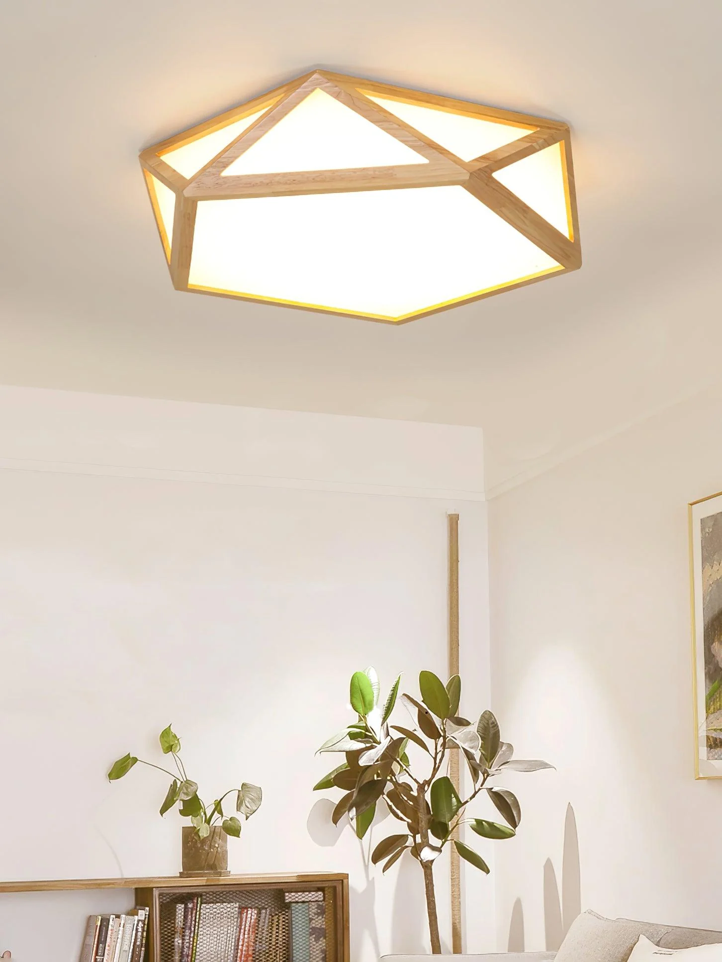 Solara Ceiling Lamp Wooden Diamond Geometric Modern - Image 7