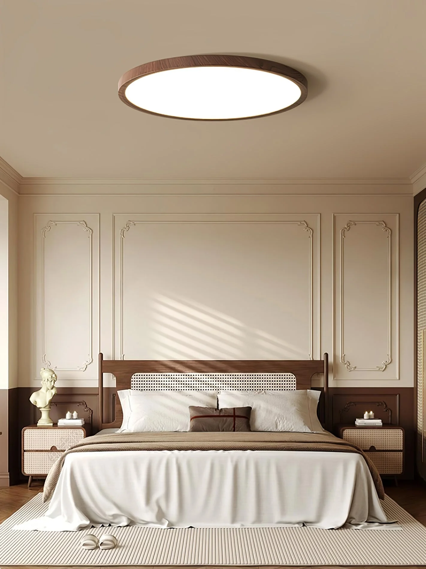 Solara Ceiling Light Thin Round Walnut Look Minimalist - Image 12