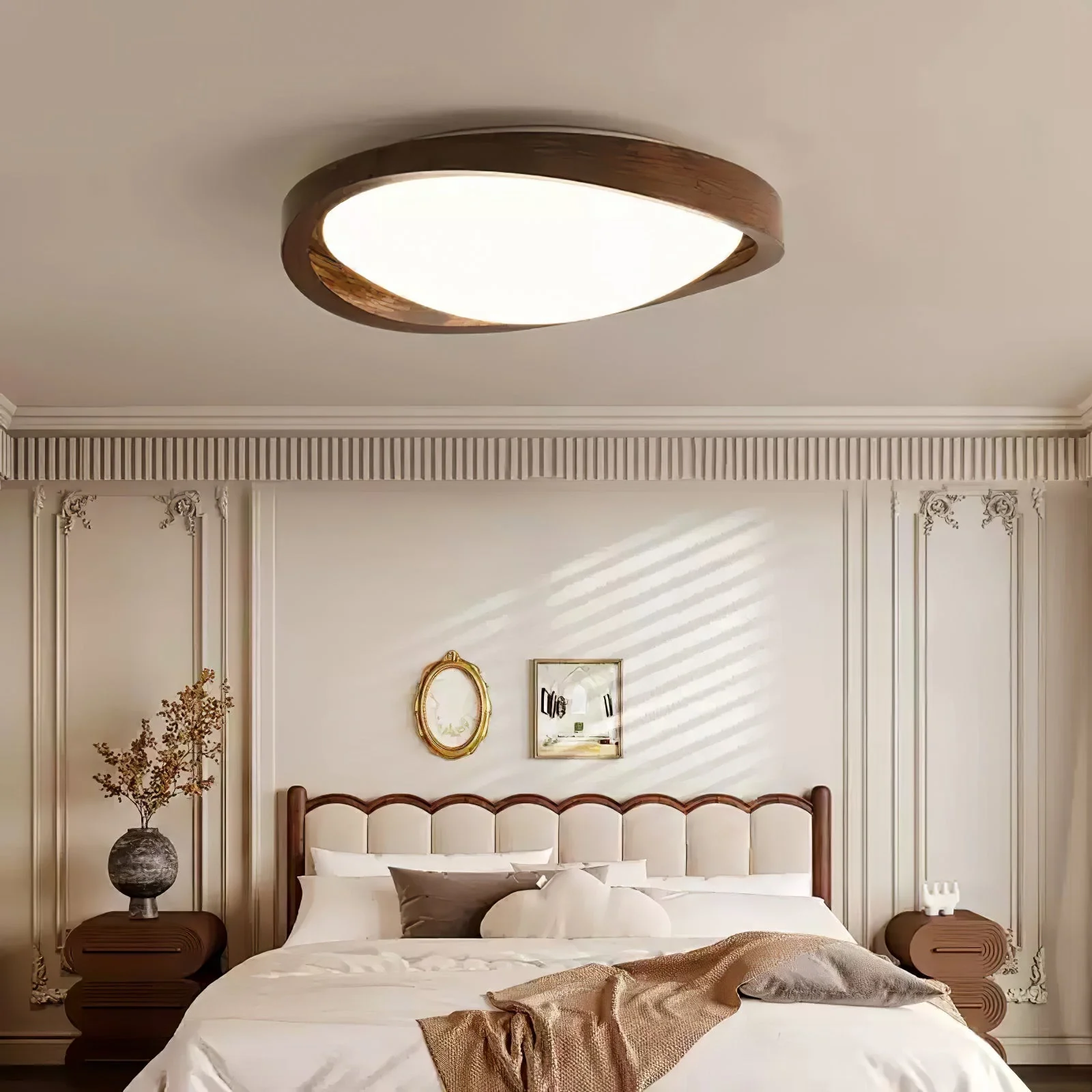 Solara Ceiling Light Walnut Curved Edge Oval Nordic - Image 4