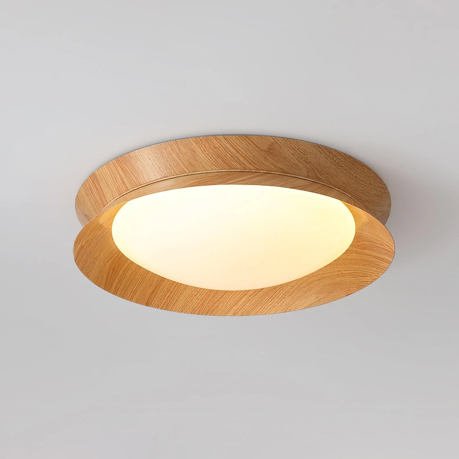 Solara Ceiling Light Wood Ring Double Half Round Nordic - Image 14