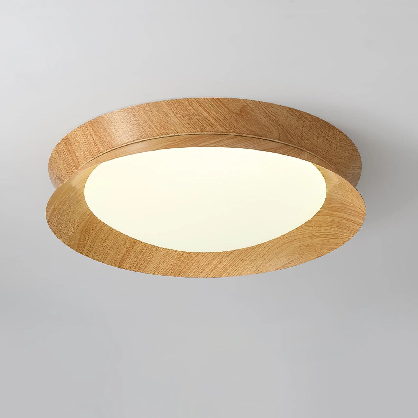 Solara Ceiling Light Wood Ring Double Half Round Nordic - Image 2