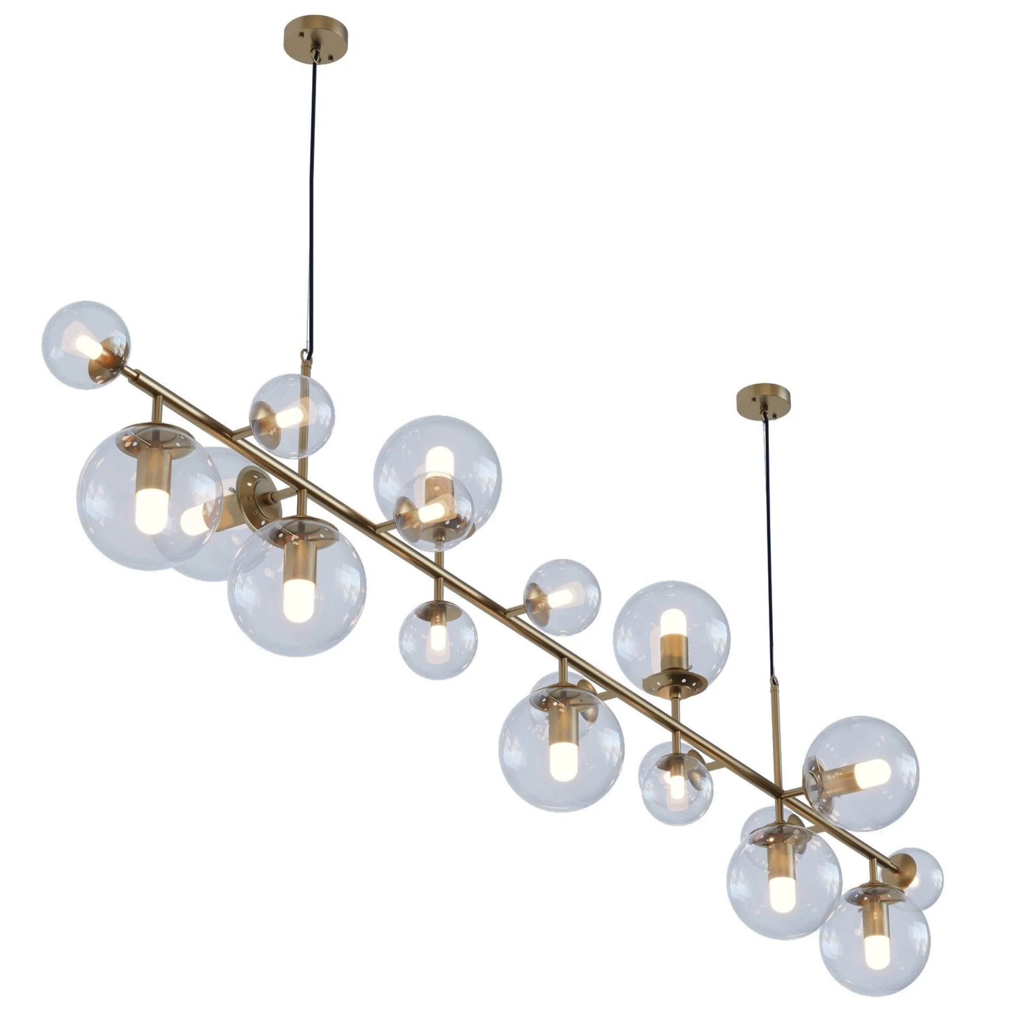 Solara Chandelier Brass Glass Globe - Image 10