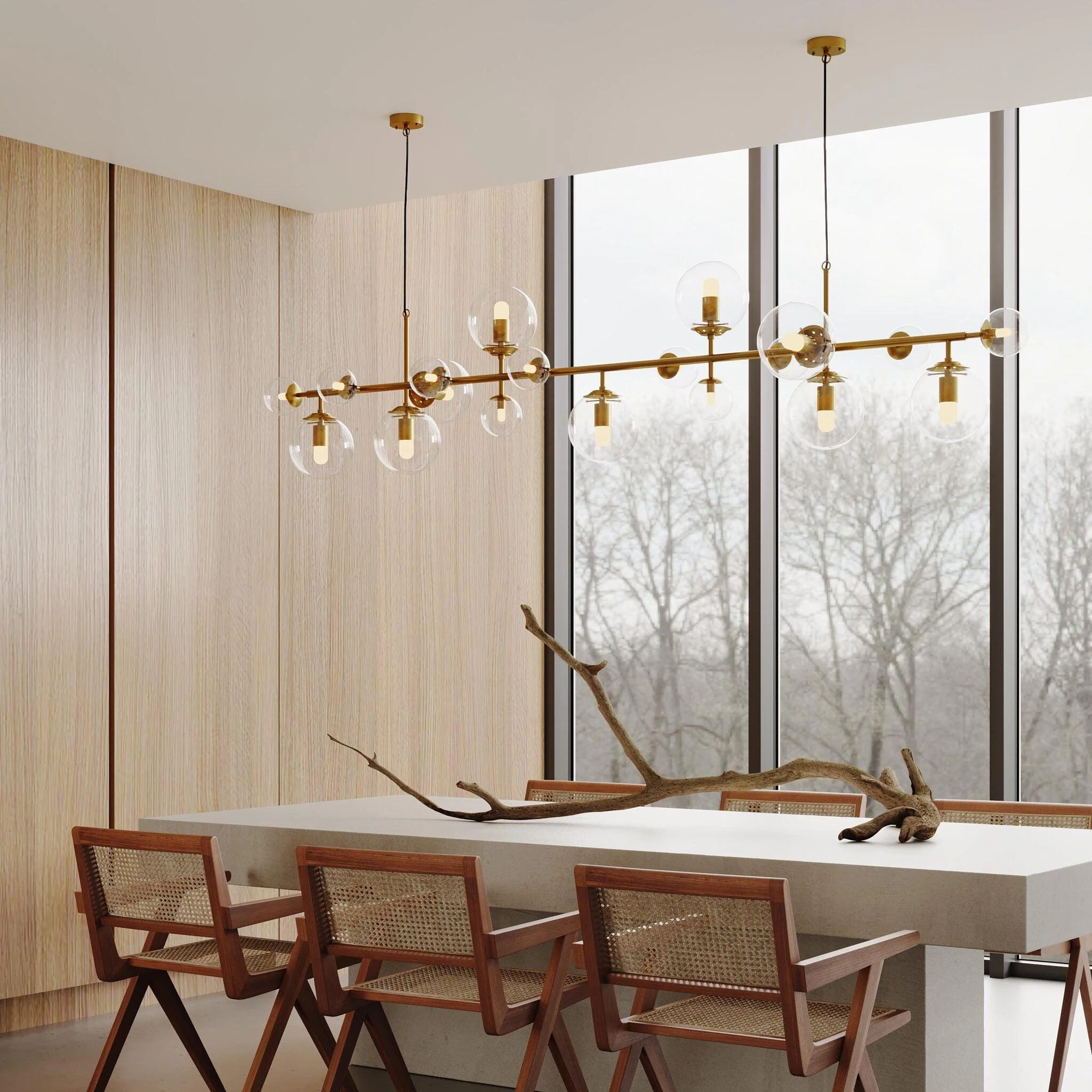 Solara Chandelier Brass Glass Globe - Image 3