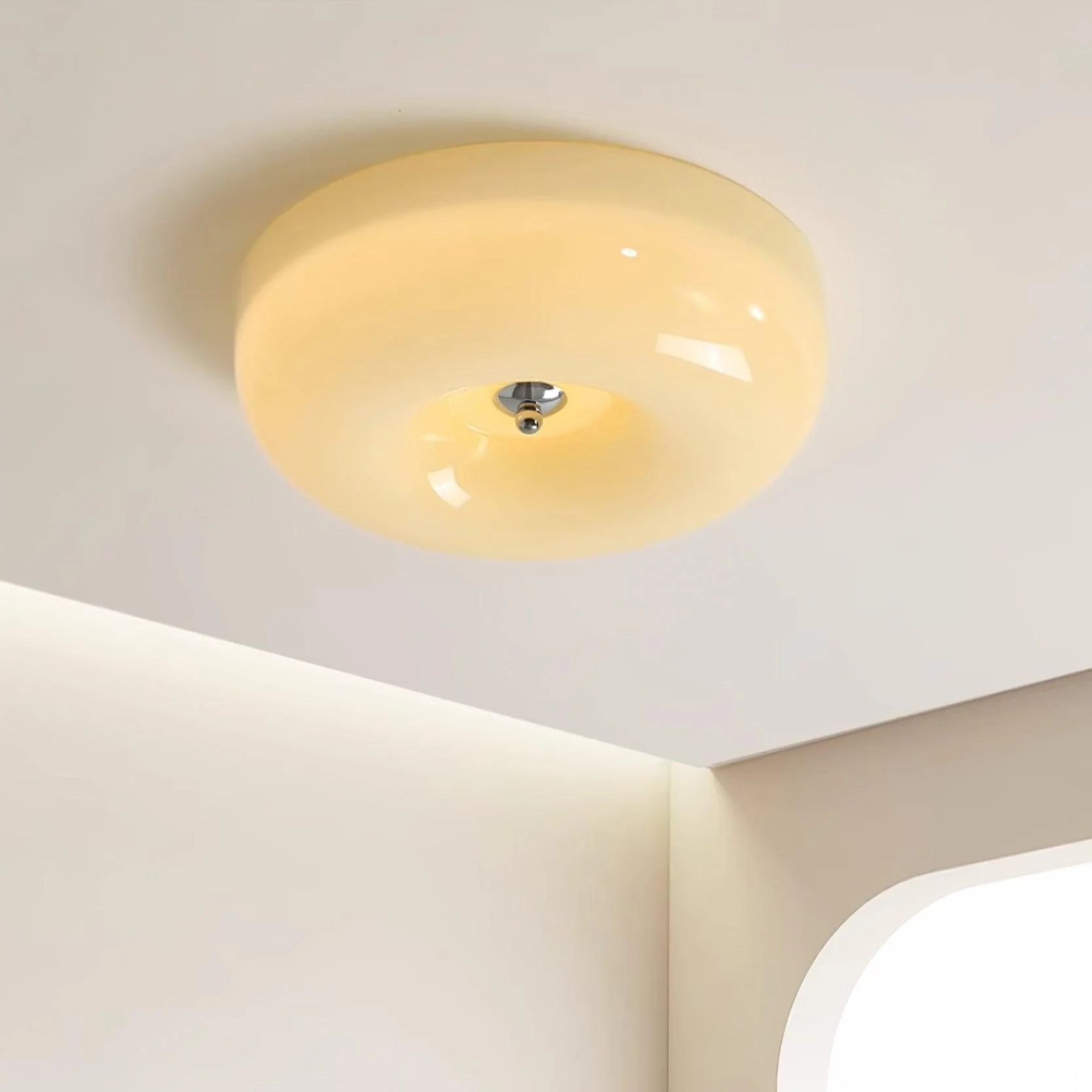 Solara Chandelier Cream Pudding with Blown Glass - Image 40