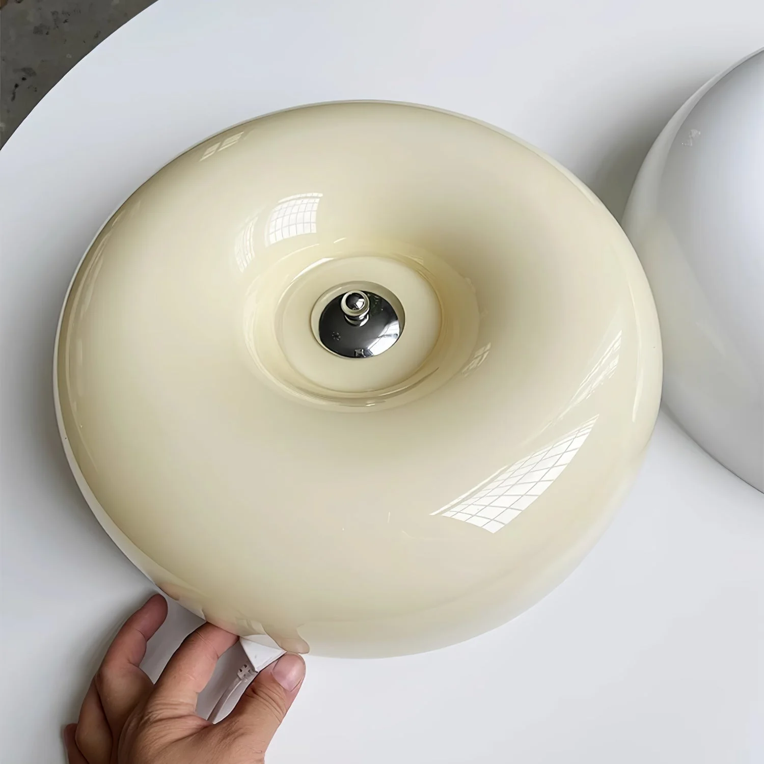 Solara Chandelier Cream Pudding with Blown Glass - Image 58