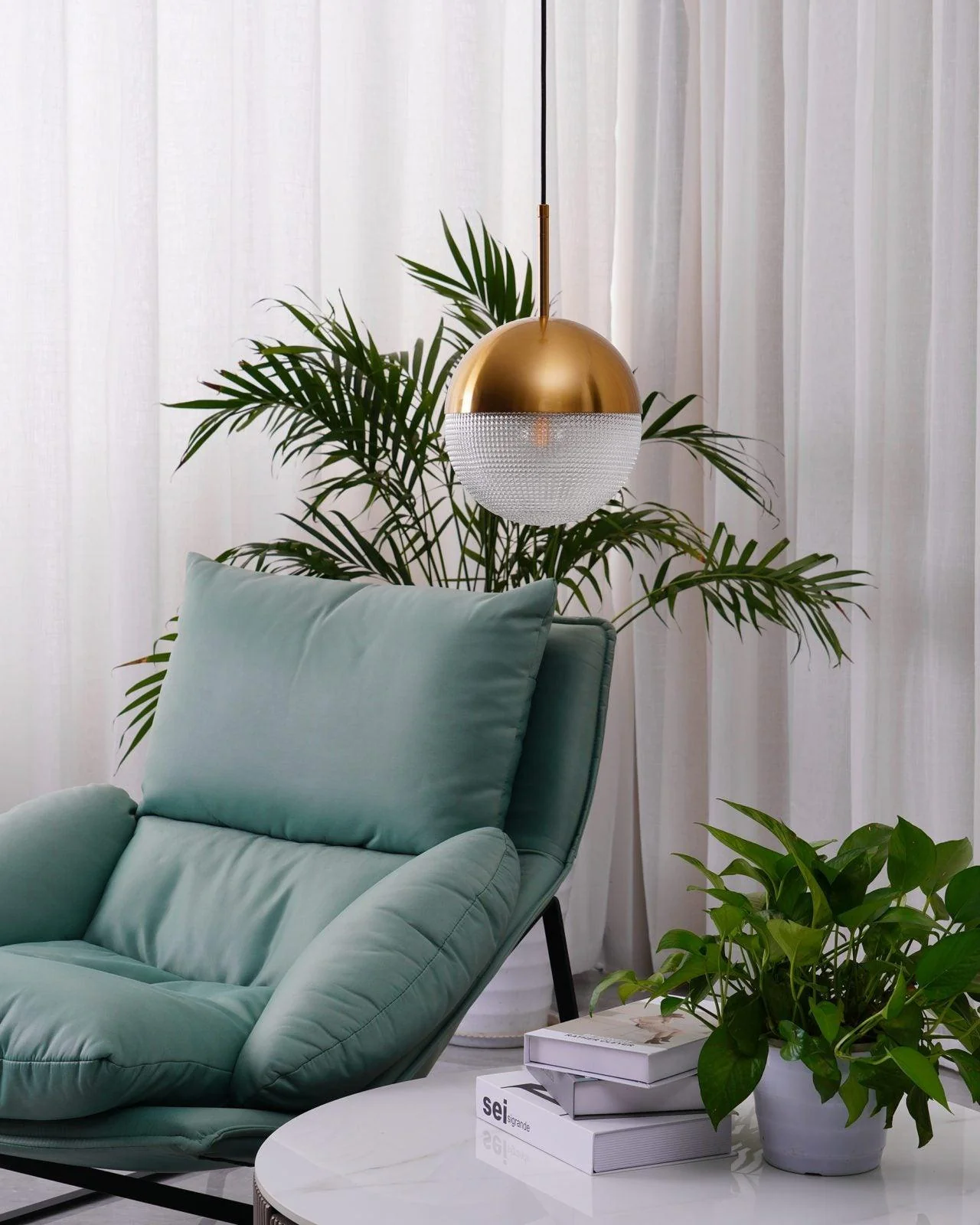 Solara Pendant Lamp Brass Glass Modern - Image 11