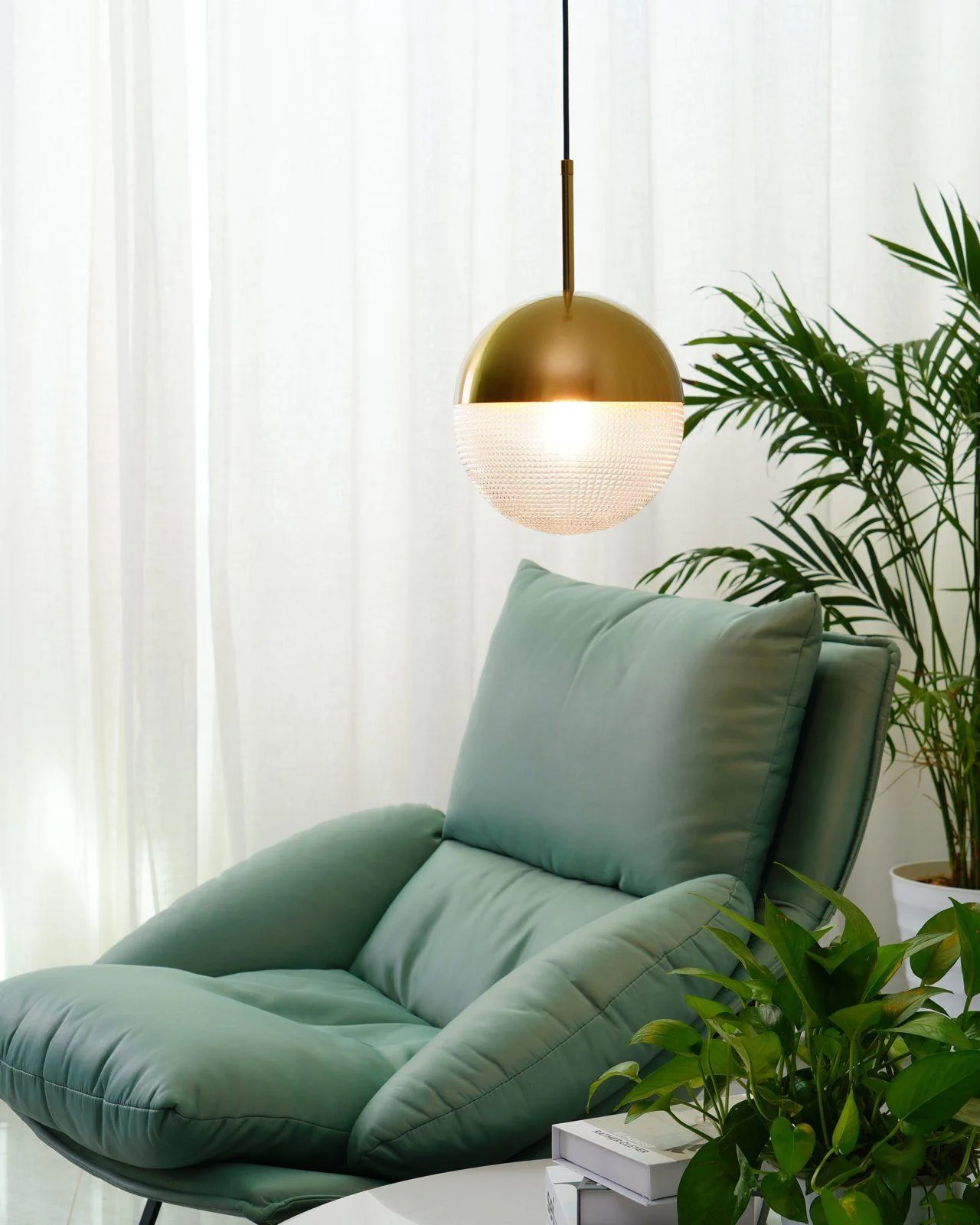 Solara Pendant Lamp Brass Glass Modern - Image 13