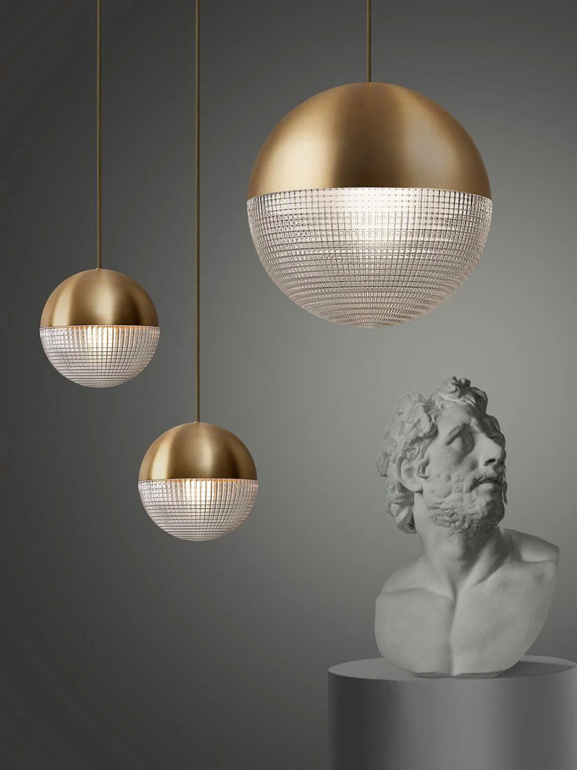 Solara Pendant Lamp Brass Glass Modern - Image 2