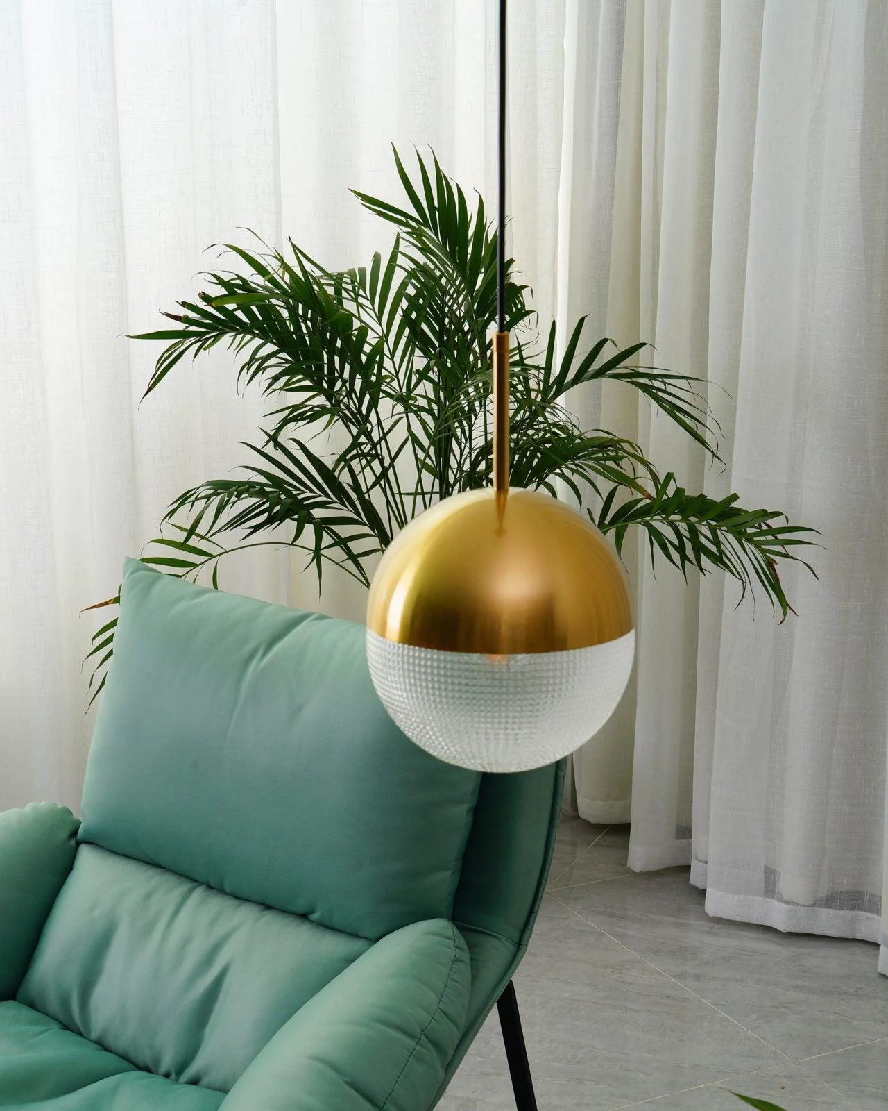 Solara Pendant Lamp Brass Glass Modern - Image 7