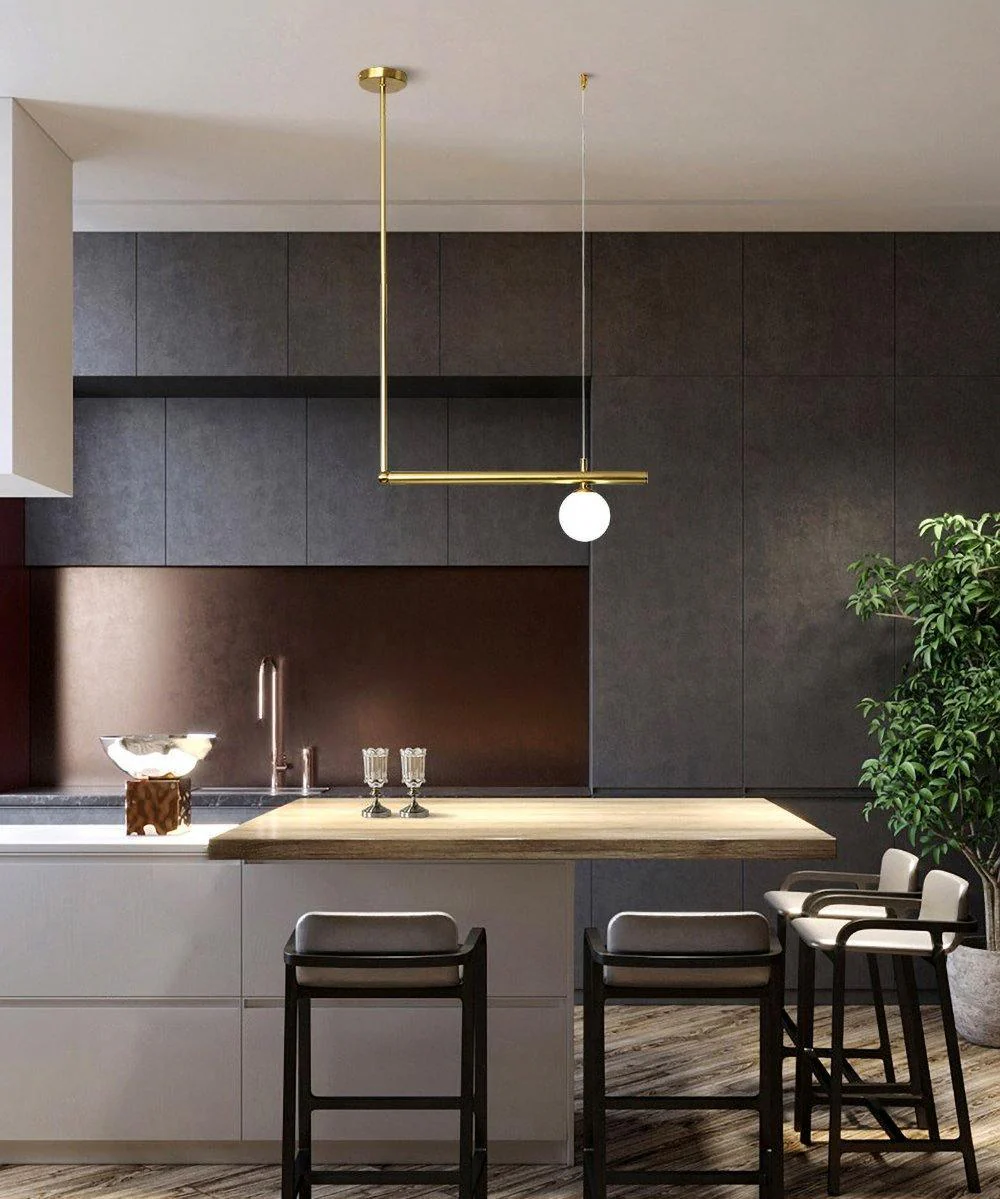 Solara Pendant Lamp Brass Linear Satellite Minimalist - Image 13