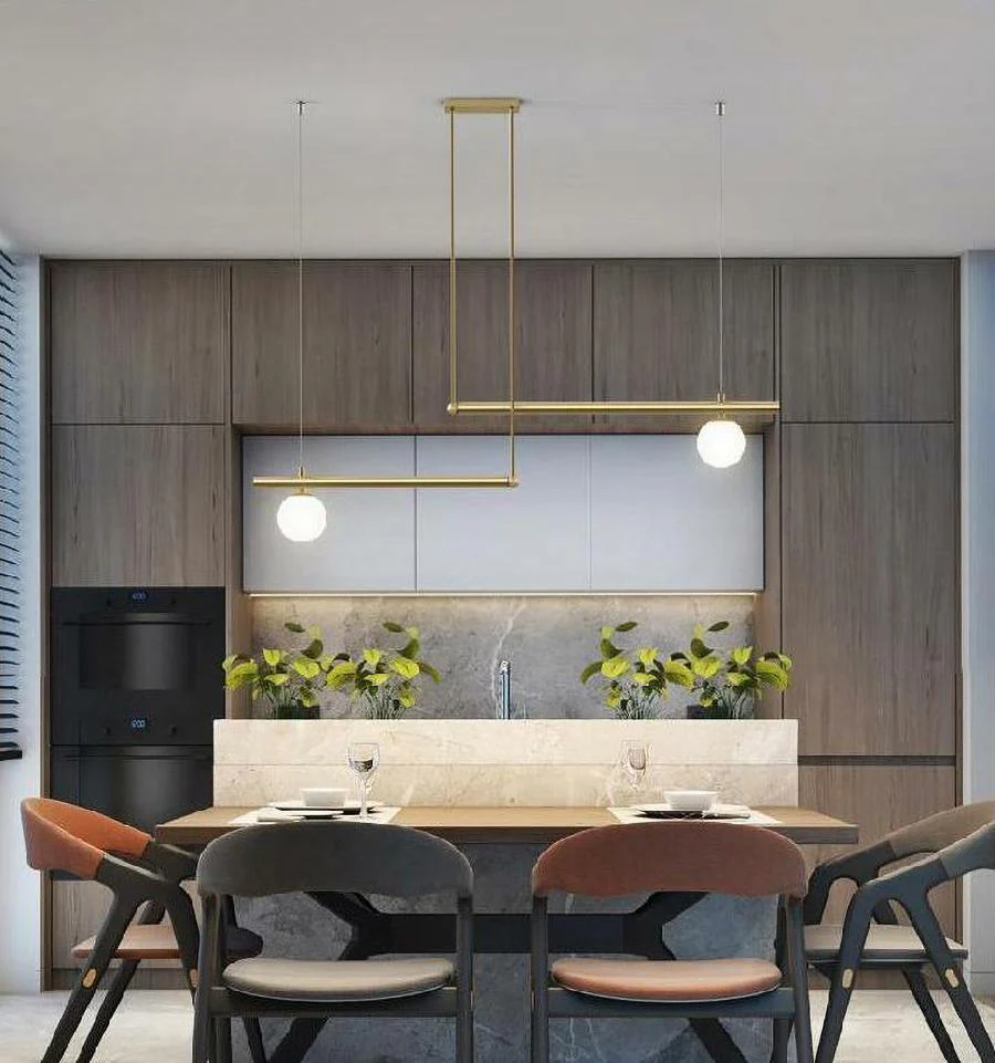 Solara Pendant Lamp Brass Linear Satellite Minimalist - Image 15