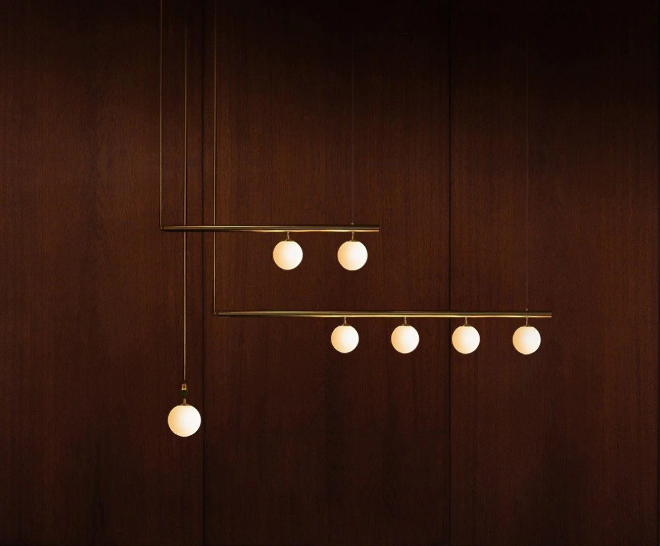 Solara Pendant Lamp Brass Linear Satellite Minimalist - Image 20