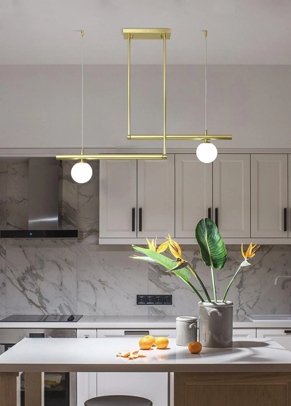 Solara Pendant Lamp Brass Linear Satellite Minimalist - Image 3