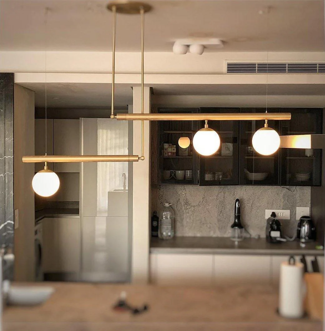 Solara Pendant Lamp Brass Linear Satellite Minimalist - Image 36