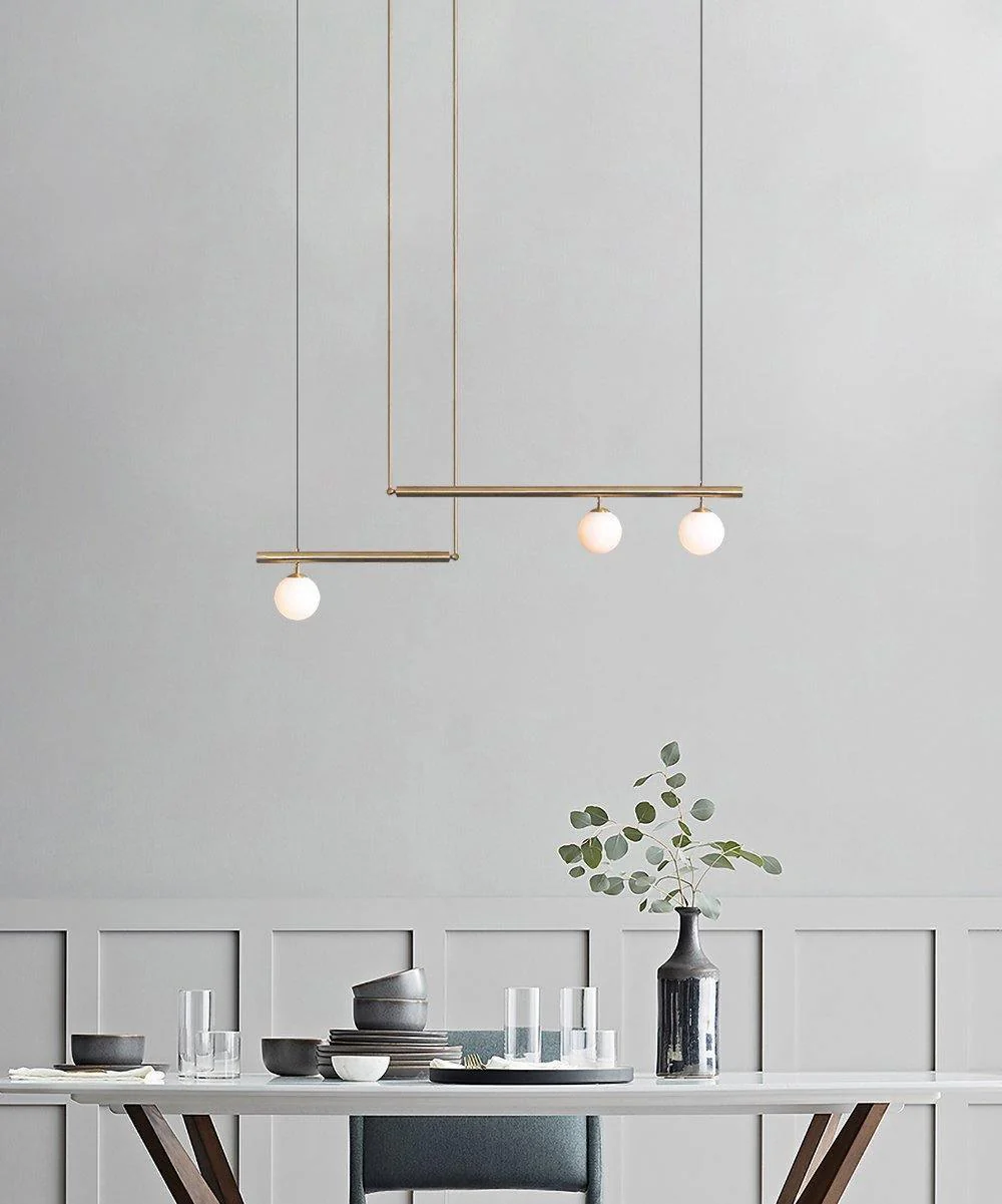 Solara Pendant Lamp Brass Linear Satellite Minimalist - Image 4