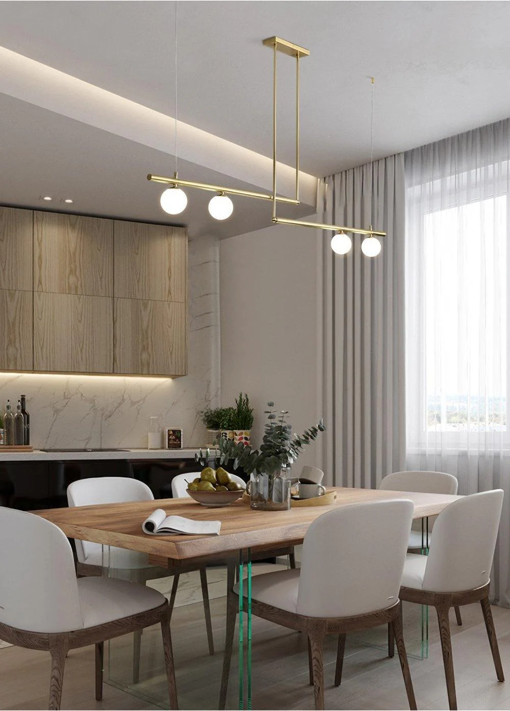 Solara Pendant Lamp Brass Linear Satellite Minimalist - Image 5