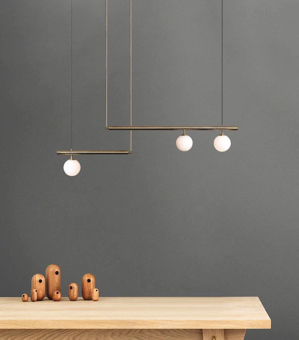 Solara Pendant Lamp Brass Linear Satellite Minimalist - Image 6