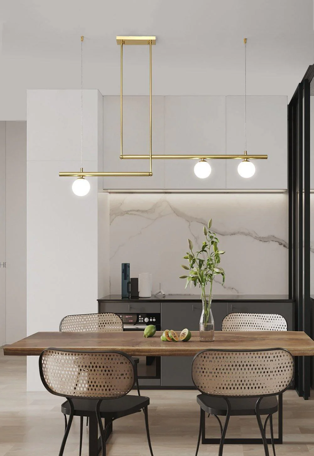 Solara Pendant Lamp Brass Linear Satellite Minimalist - Image 9